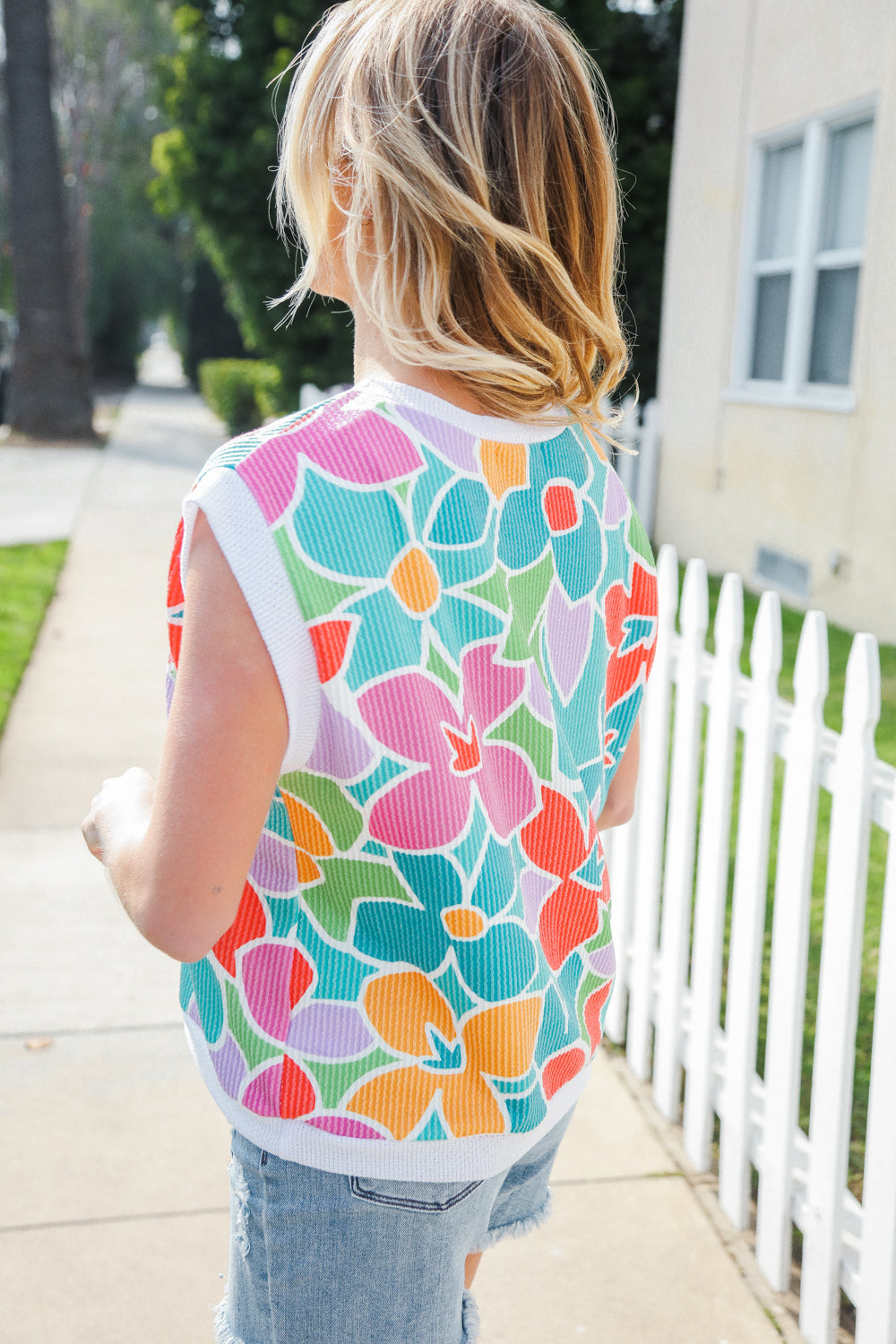 Beautiful You Teal Multicolor Floral Rib Dolman Sleeve Top - Women's Fashion Blouse for Casual Wear, Date Night & Spring Outfits