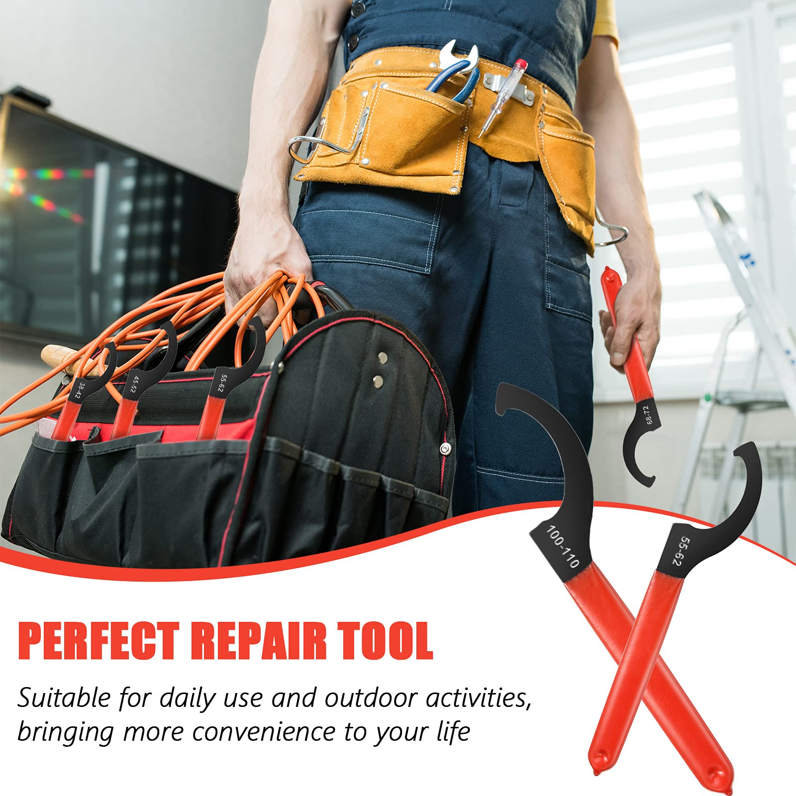 Honoson 9-Piece Adjustable Spanner Wrench Set - Steel Coilover Wrenches for Suspension & Shock Adjustments - Perfect for Automotive Repair, DIY Mechanics, and Off-Road Vehicle Maintenance