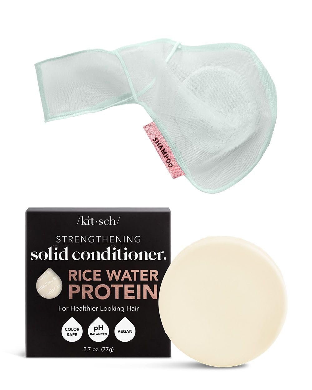 Eco-Friendly Kitsch Solid Shampoo Bar & Rice Water Protein Conditioner Bar - Plastic-Free, Vegan Hair Care for Travel & Sustainable Beauty Routine