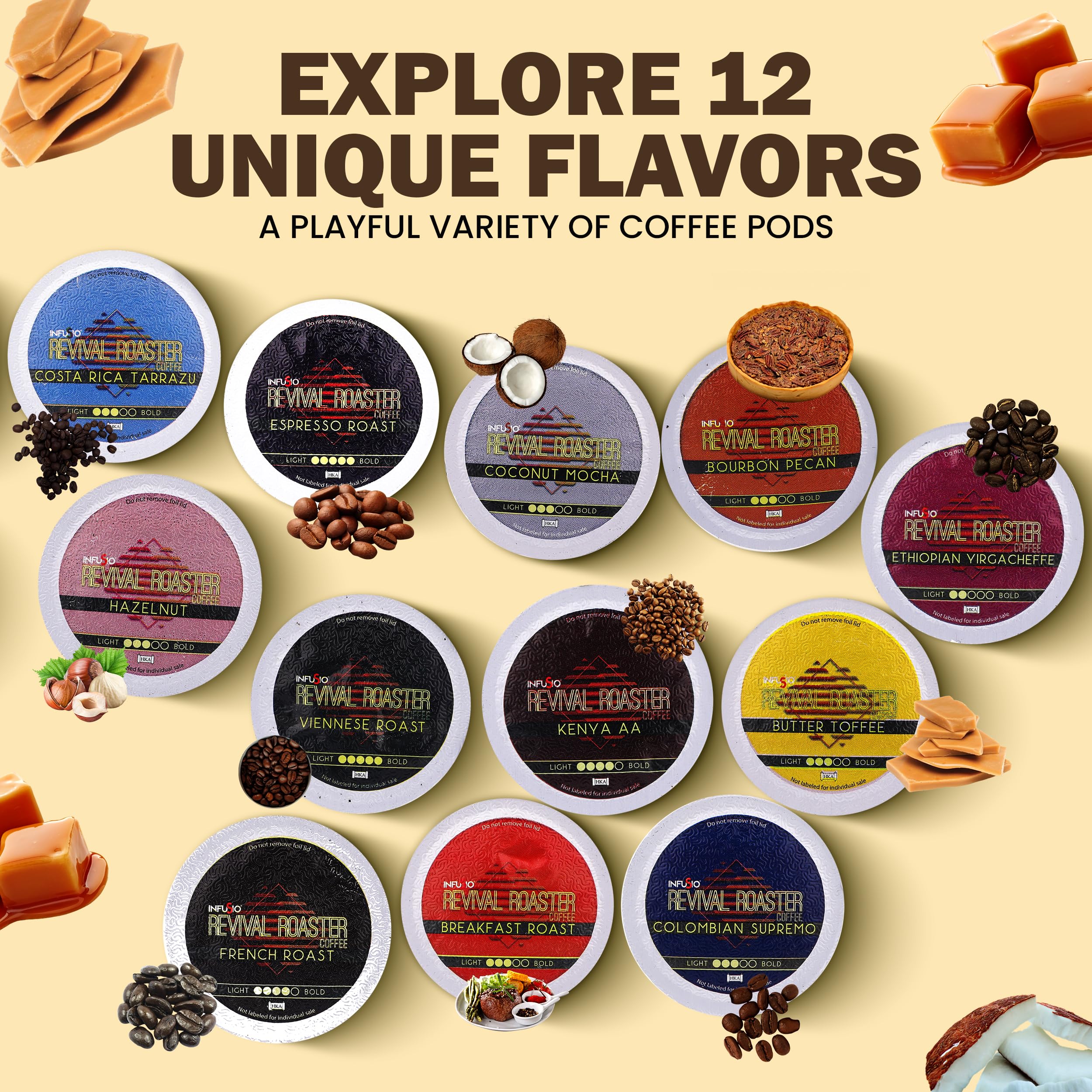 InfuSio Bourbon Pecan Coffee Pods 96 Count - Single Serve K-Cups for Keurig Brewers | Premium Roasted Coffee, Keurig 2.0 Compatible | Perfect for Morning Brew, Office Use & Entertaining Guests