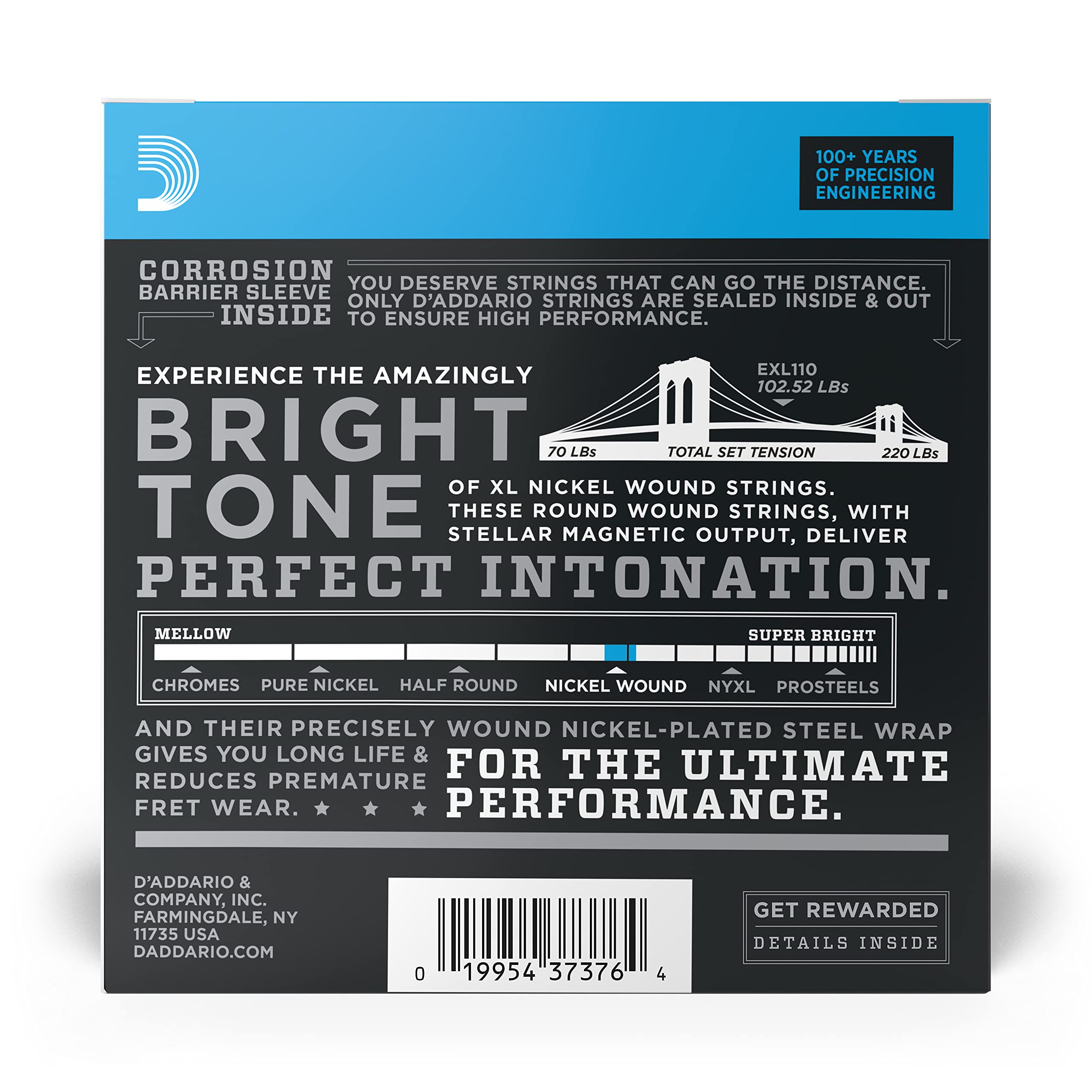 D'Addario EXL110 XL Nickel Wound Electric Guitar Strings 10-46 Light Gauge with Poly Pro Guitar Strap & 10 Pack Medium Celluloid Picks - Complete Beginner Kit for Electric Guitar Players - Perfect for Practice, Studio Recording & Live Performances