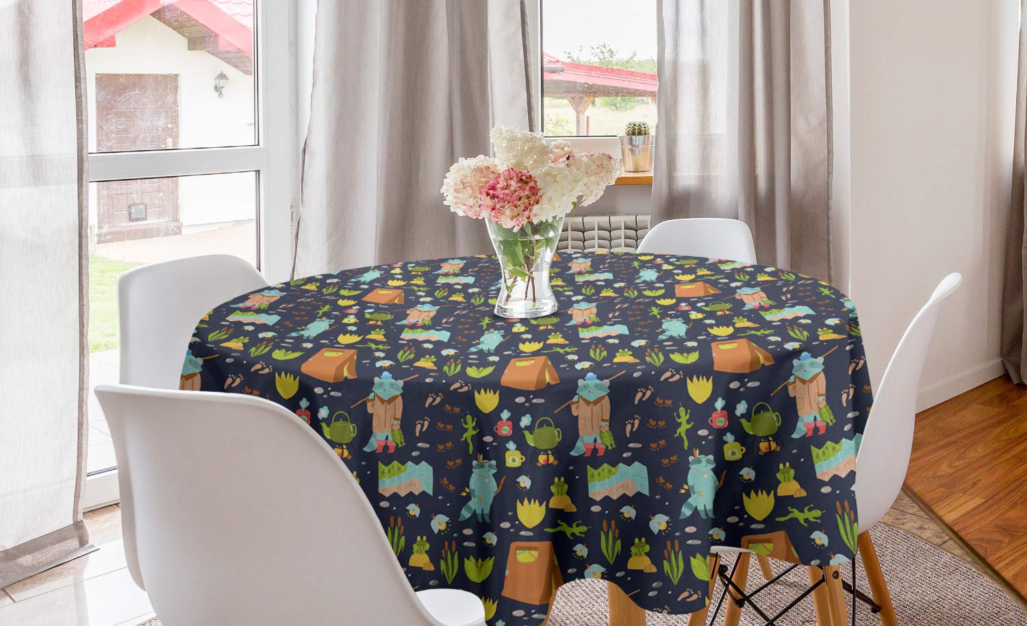 Lunarable Raccoon Round Tablecloth - 60