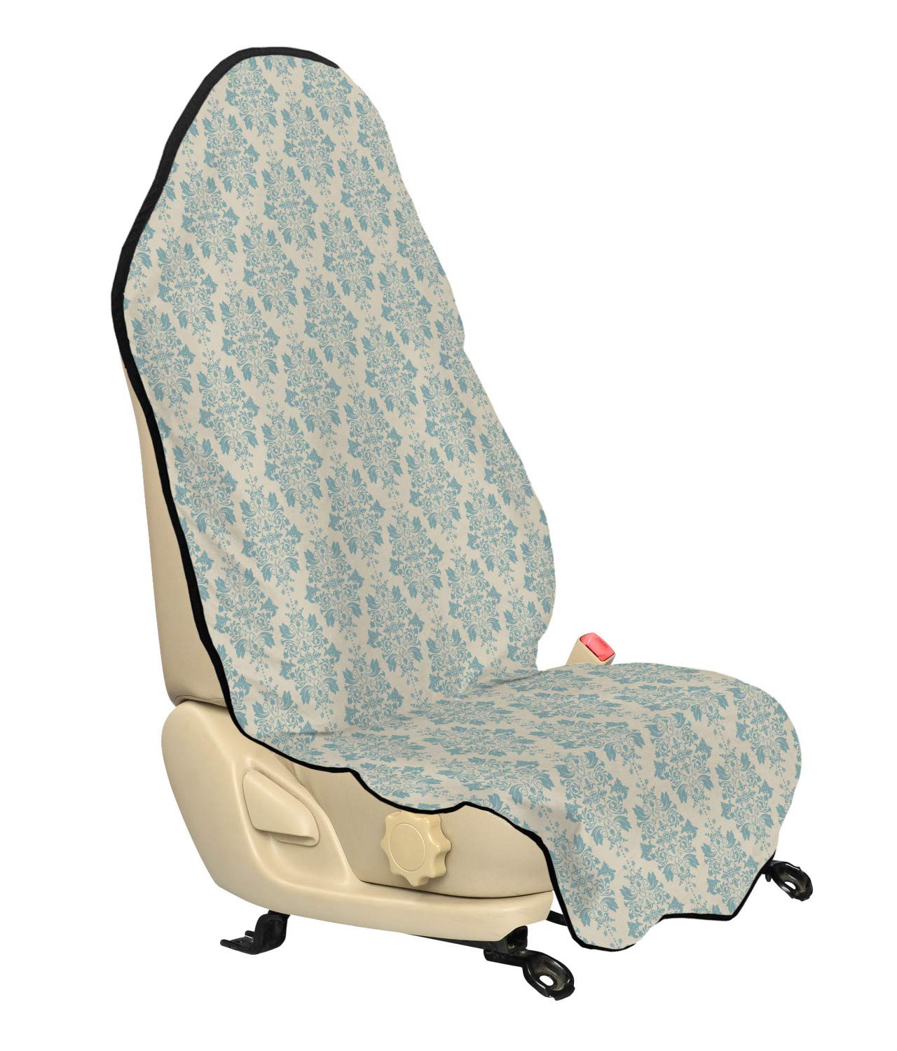 Ambesonne Damask Car Seat Hoodie - Royal Victorian Floral Motifs with Rococo Details, Non-Slip Universal Car Seat Cover Protector (30