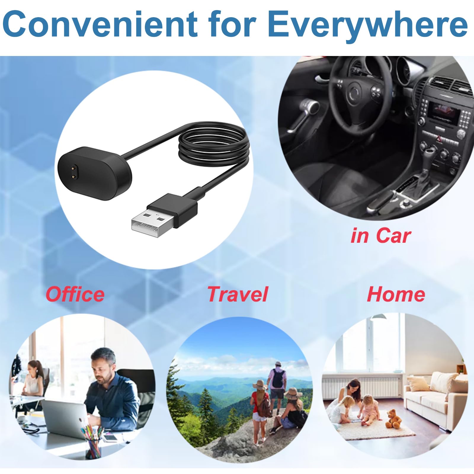 Original Fitbit Inspire & Inspire HR Replacement Charger - USB Charging Cable Compatible with Fitbit Inspire/Inspire HR Fitness Trackers (Black) - Perfect for Home, Gym & Travel Use