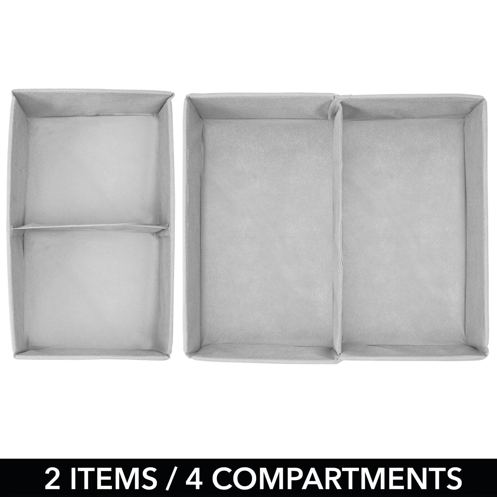 mDesign Fabric Drawer Storage Divider Organizer Bins - 2 Pack Gray/White Polka Dot for Nursery, Kids Bedroom, Dresser & Closet Organization | Perfect for Storing Clothes, Toys, Diapers & Playroom Essentials