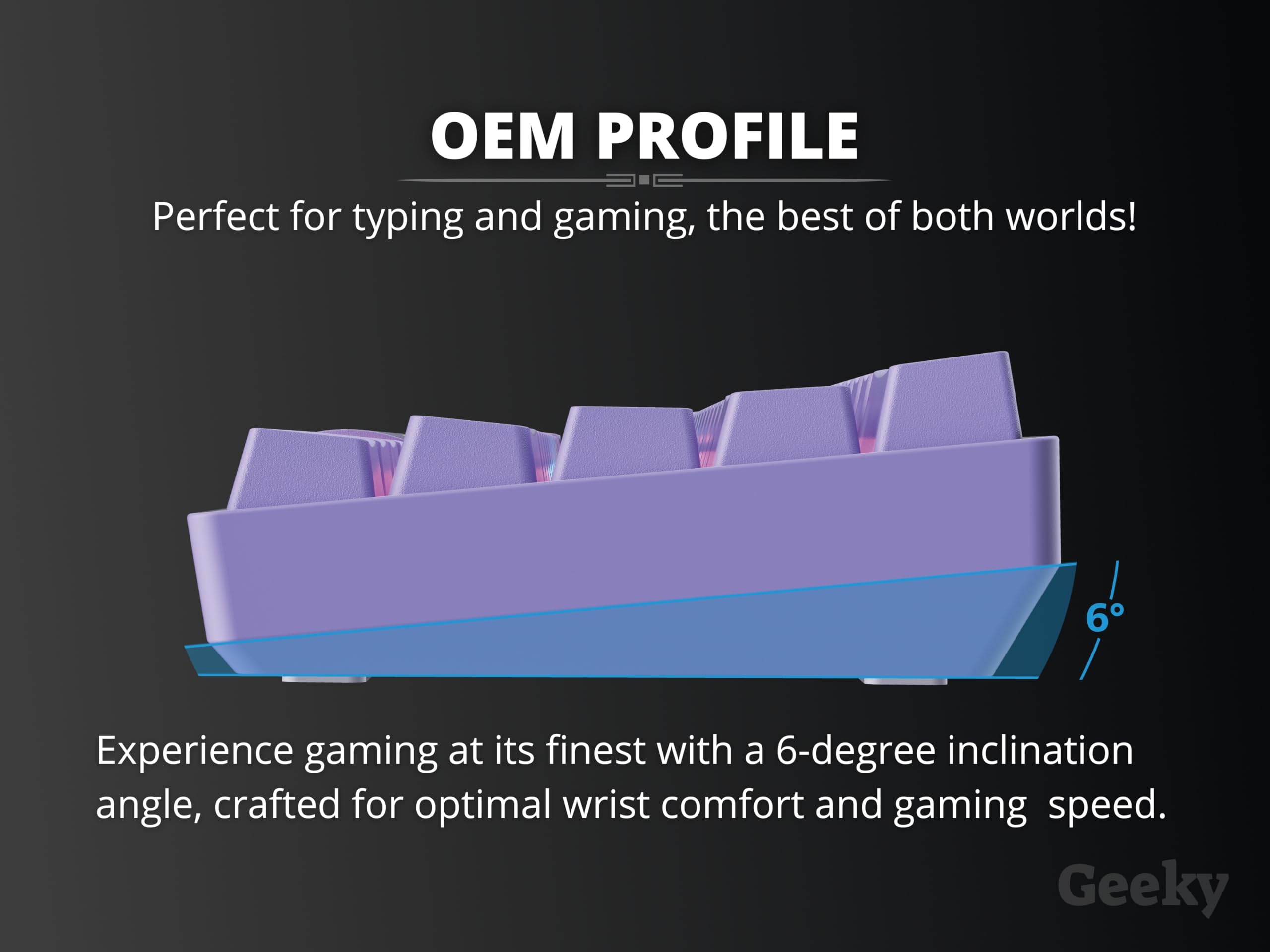 Geeky GK61 60% Hot Swappable Mechanical Gaming Keyboard - 61 Key RGB Backlit, ANSI US Layout (Lavender/Black) for PC & Mac Gamers | Perfect for Esports, Coding & Office Work