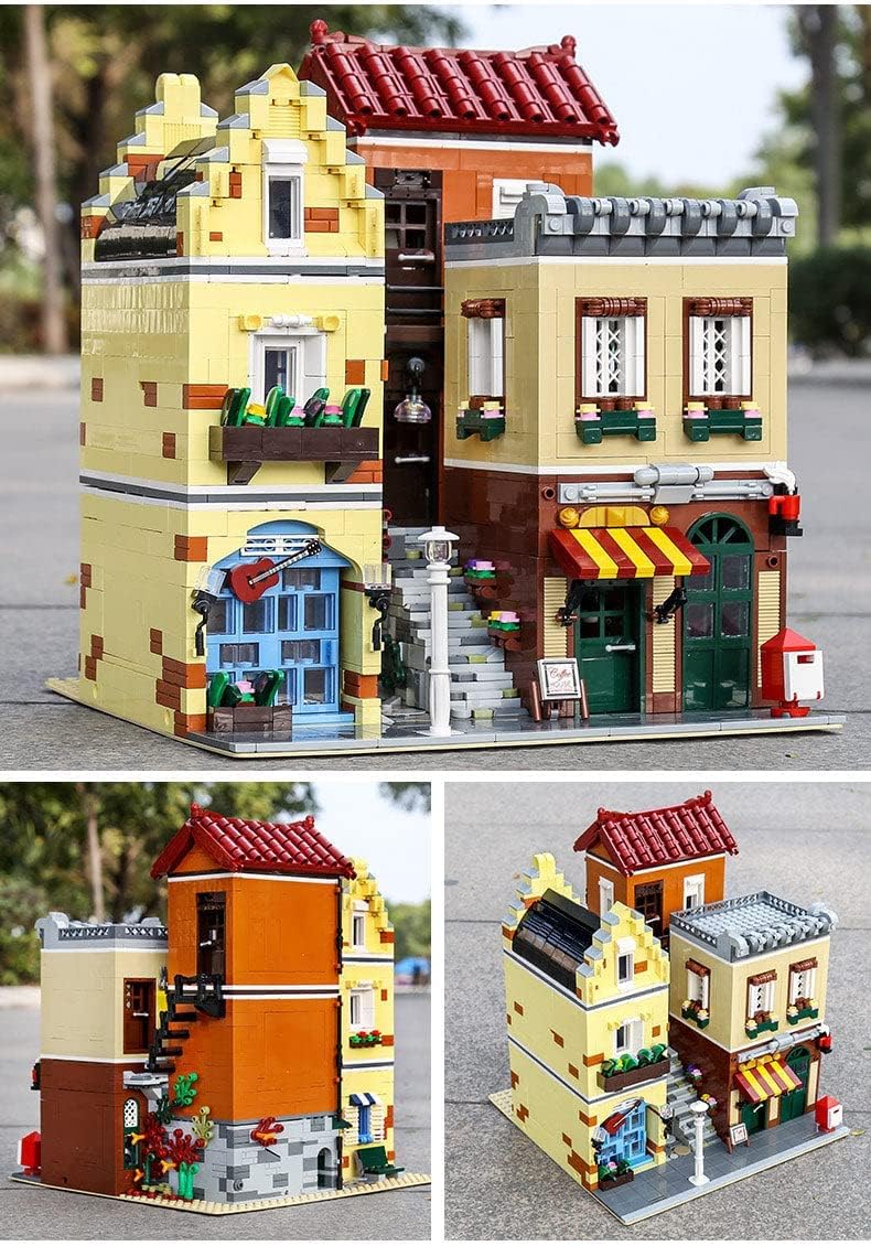 General Jim's LED Light-Up Music Store & Coffee Cafe Modular Building Blocks Set - Compatible with Lego City | Perfect for Home Decoration, Gift Ideas & Creative Play