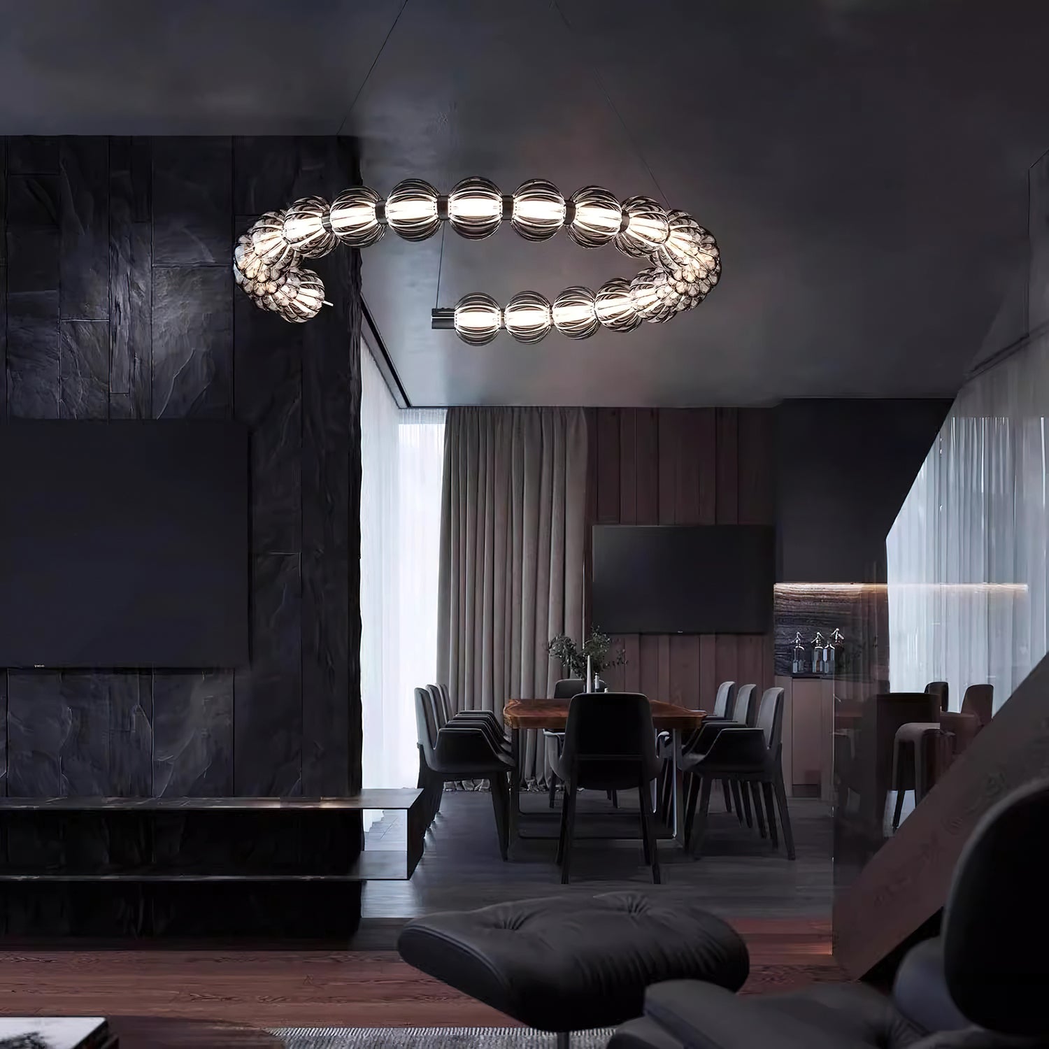 Elegant Circular Ring Pearl Chandelier - Modern Crystal Ceiling Light Fixture for Dining Room, Bedroom, or Living Room Decor