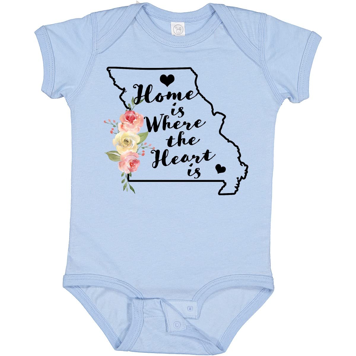 Inktastic Missouri Home is Where The Heart is Watercolor Baby Bodysuit - Soft Cotton Infant Onesie for Newborns, Baby Showers & Family Photos