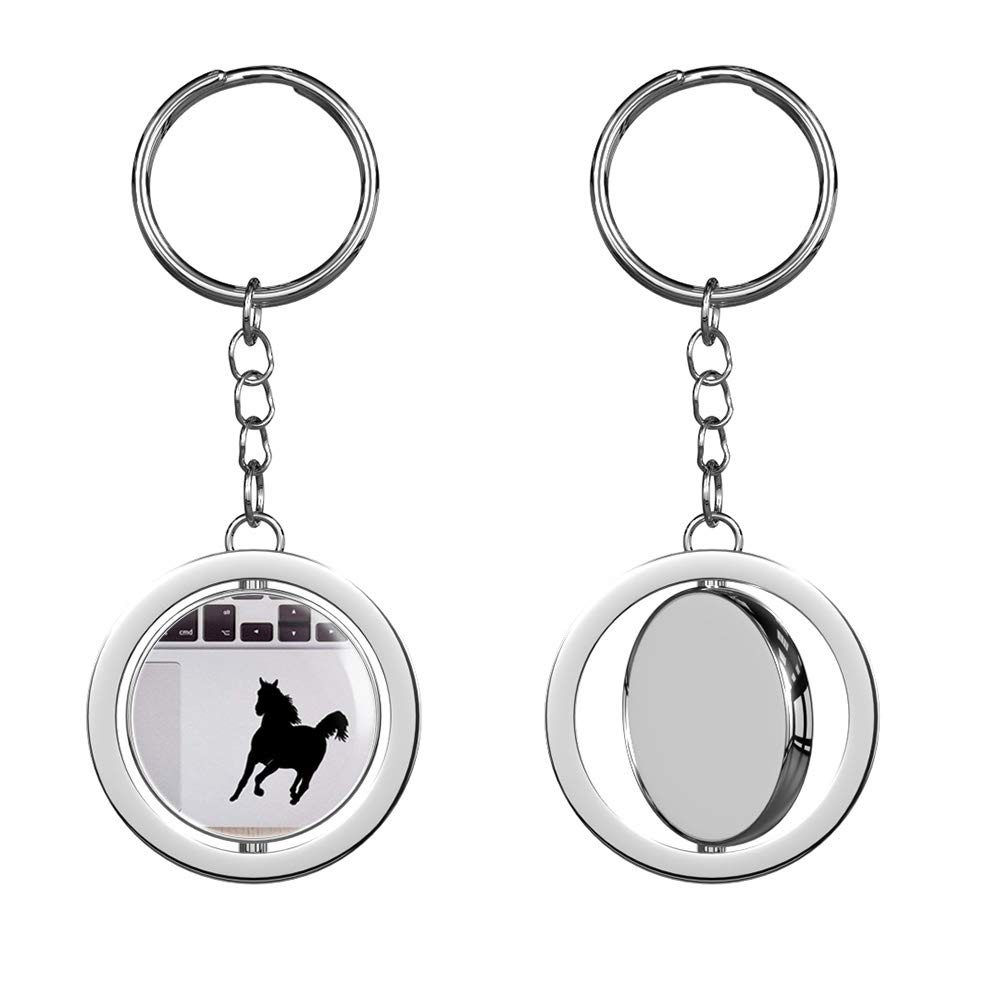 Mustang Horse Keychain - Silver Chrome Spinning Keyring for Car Keys & Gifts