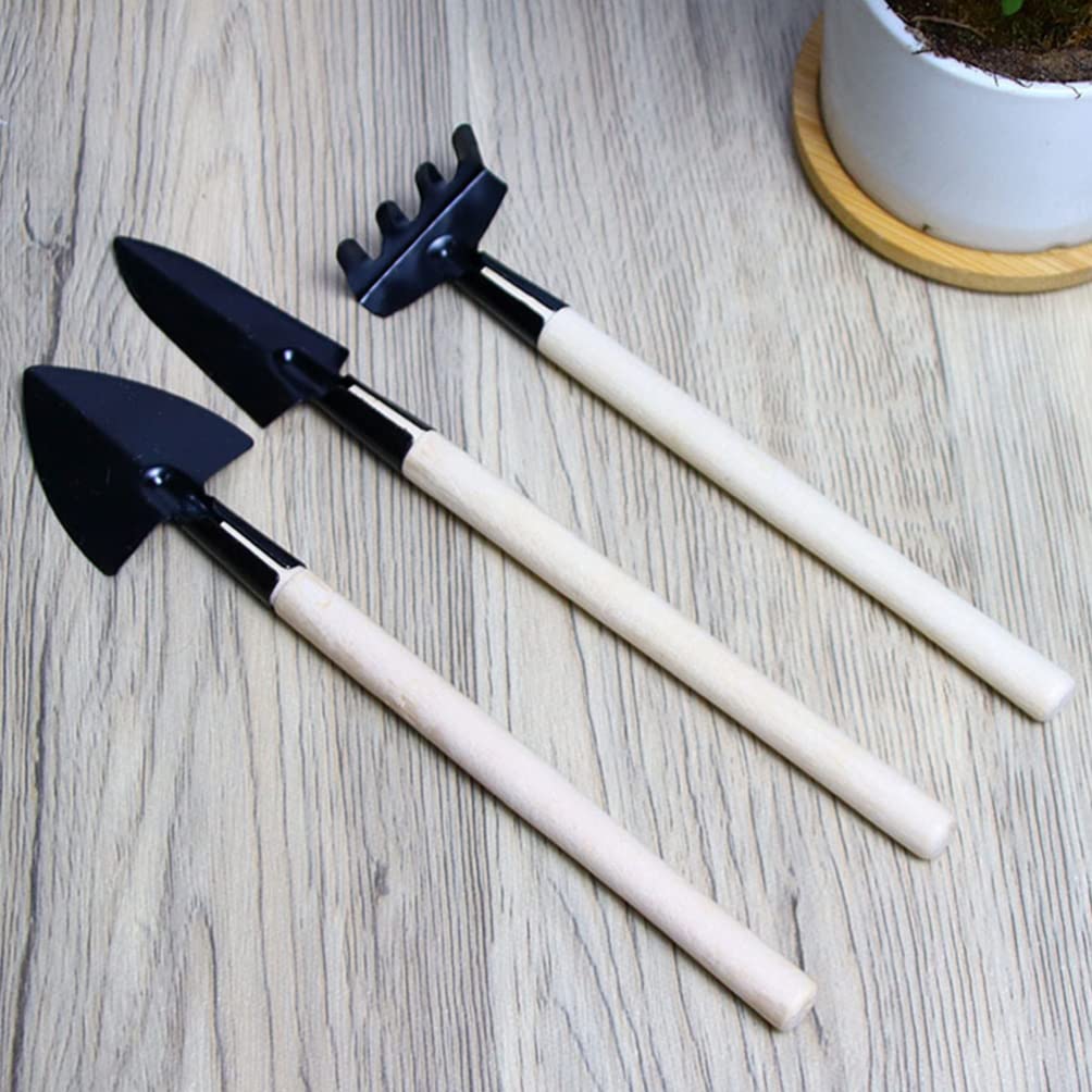 Baluue Mini Garden Tool Set with Wooden Handle - Small Hand Rake, Shovel & Planting Tools for Indoor Plants, Succulents & Herb Gardens | Perfect for Balcony Gardening, Home Planting & DIY Projects