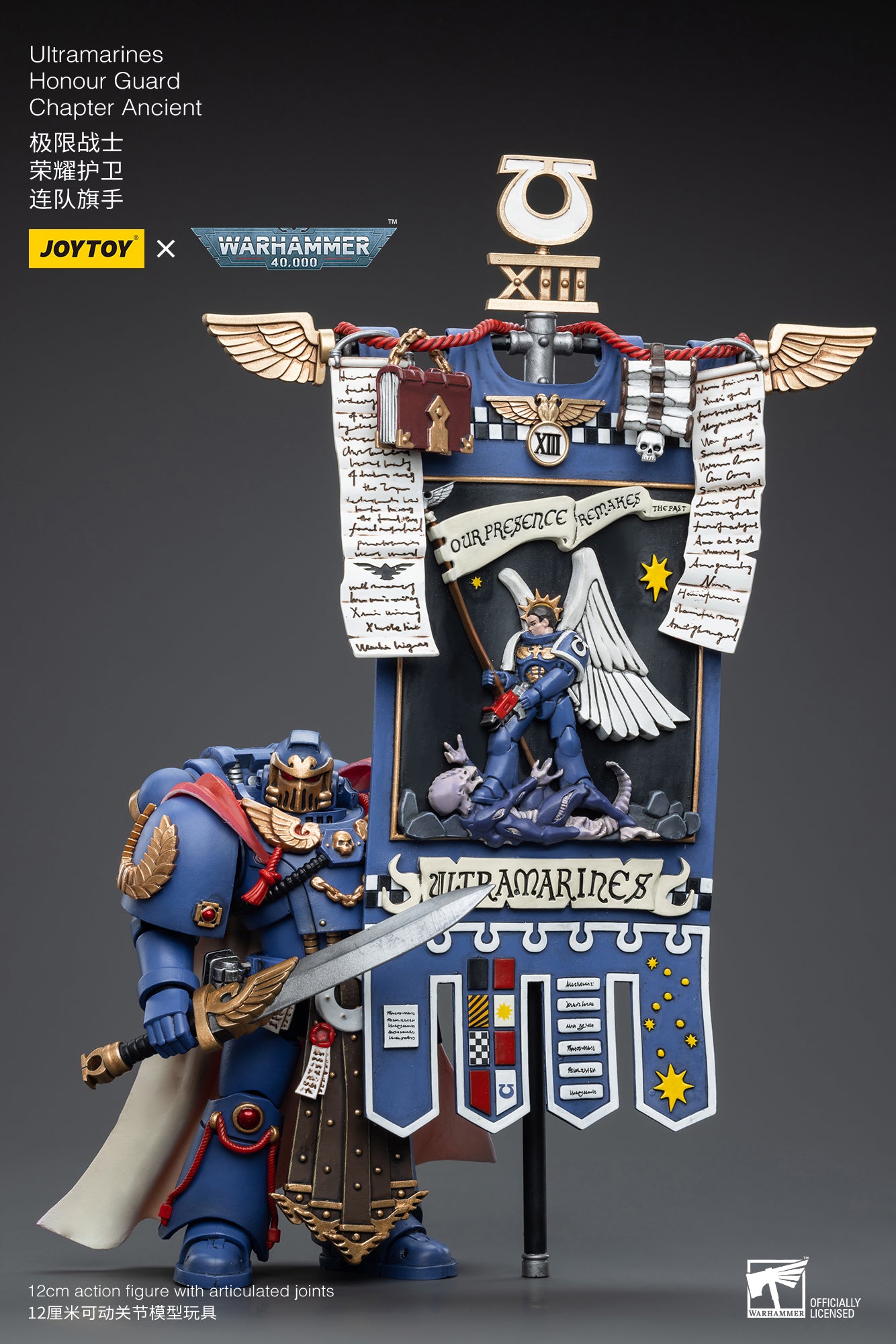 1/18 JOYTOY Warhammer 40K Ultramarines Honour Guard Chapter Ancient Action Figure - Collectible Miniature for Tabletop Gaming & Display