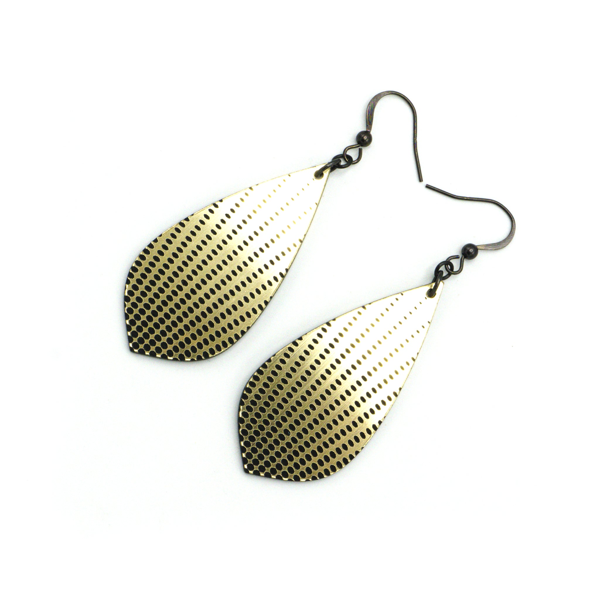 Gem Point [08] Acrylic Earrings - Brushed Gold & Black | Stylish Dangle Earrings for Women, Perfect for Parties, Weddings & Everyday Wear