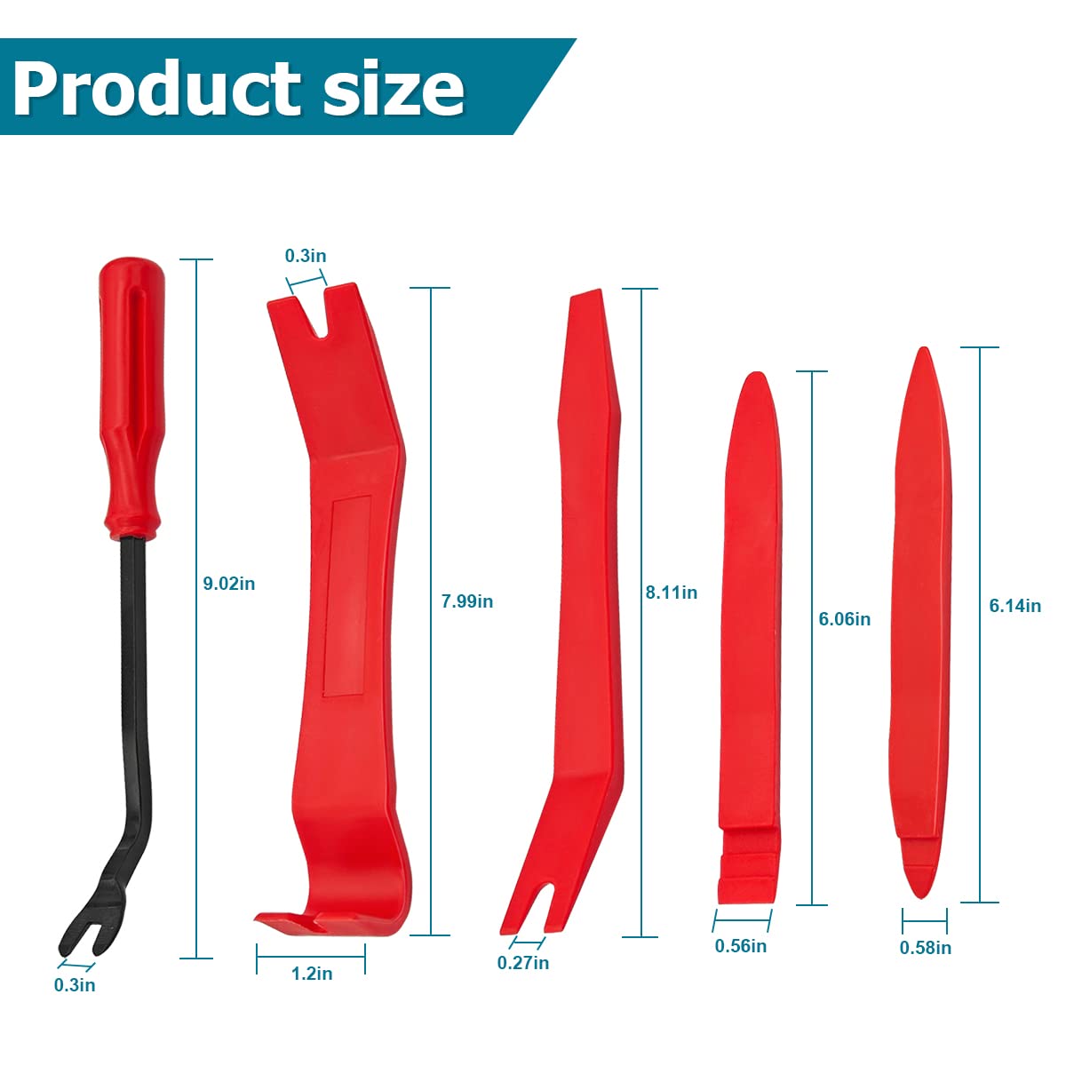 5-Piece Car Trim Removal Tool Kit - Plastic Pry Tools for Auto Panel, Door & Window Clips - Fastener Remover Set for Dashboard, Radio & Audio Installation - Essential Vehicle Interior Repair Tools for DIY & Professional Mechanics