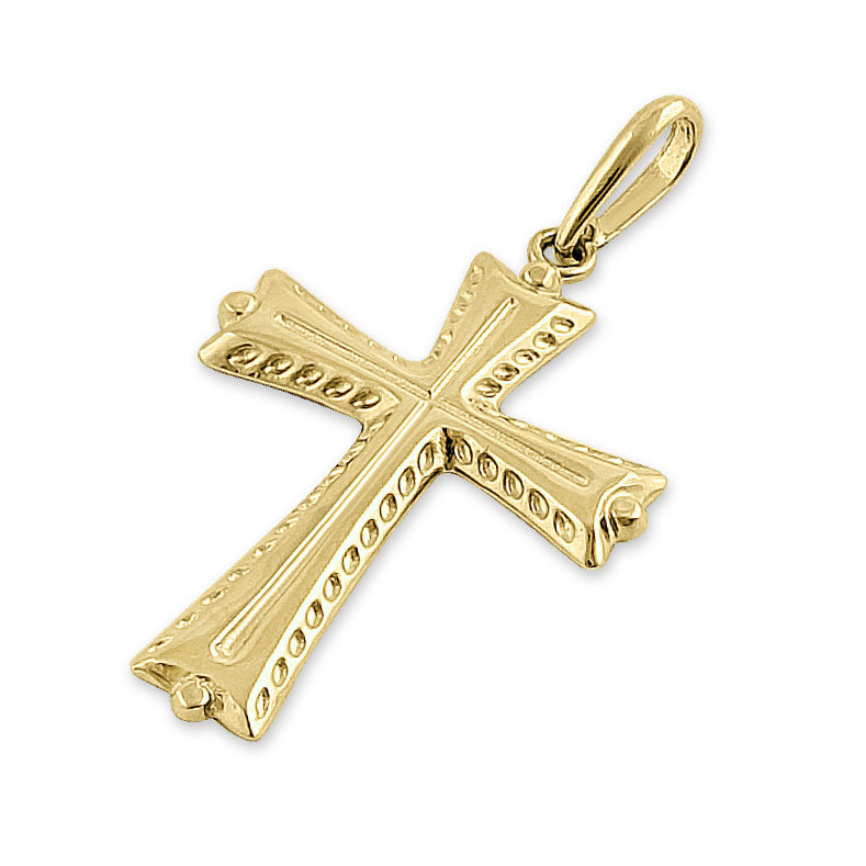 14K Solid Yellow Gold Vintage Cross Pendant - Elegant Religious Jewelry for Gifts, Baptism, and Everyday Wear