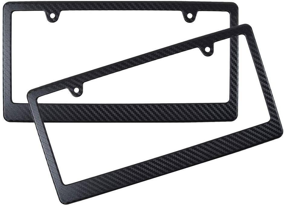 2-Pack Carbon Fiber Texture License Plate Frame Holder Bracket - Durable Plastic Car Accessory for Vehicle Customization & Personalization | Perfect for Cars, Trucks & SUVs