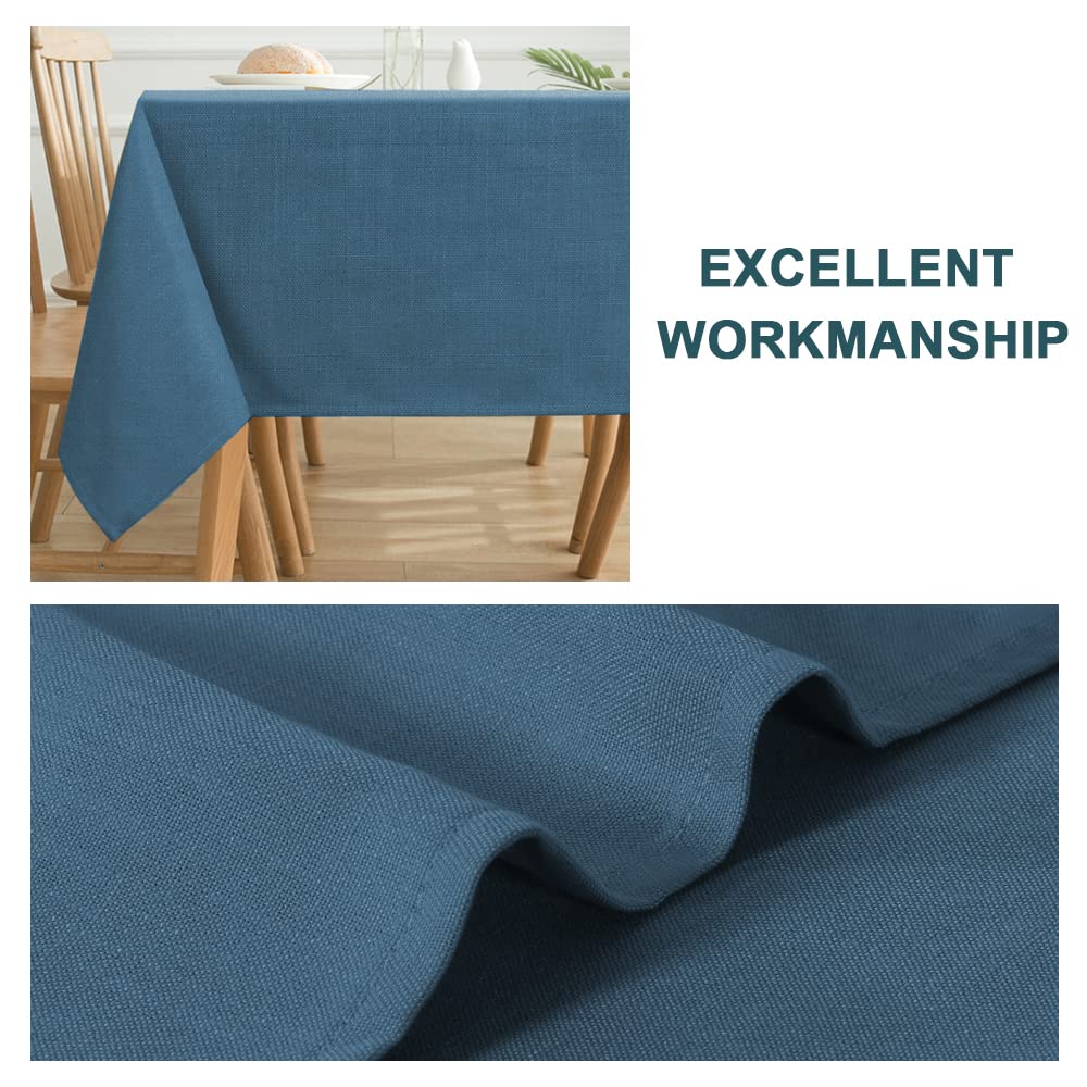FantasDecor Rectangle Tablecloth 54 x 80 Inch - Wrinkle Resistant Waterproof Linen Fabric Cover for Dining Room, Kitchen & Outdoor Use - Ink Blue Table Cover for Parties, Picnics & Everyday Dining