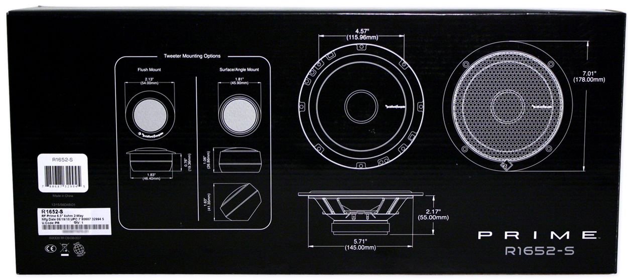 Rockford Fosgate Prime R1652-S 6.5-Inch 2-Way Component Car Speaker System - High Performance Audio for Cars, Trucks & SUVs - Perfect for Upgrading Factory Stereo Systems