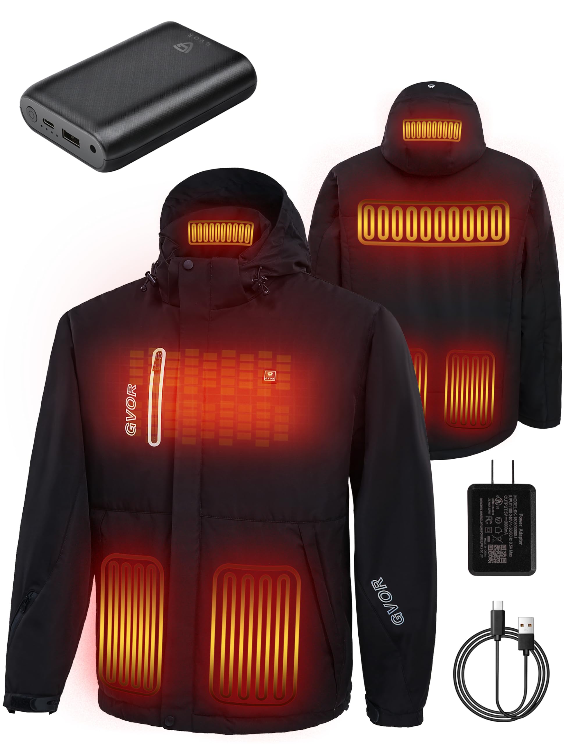 Men's 12V Heated Jacket with Detachable Hood & Battery Pack - Winter Softshell Heated Coat for Outdoor Sports, Hiking, Camping & Cold Weather Activities