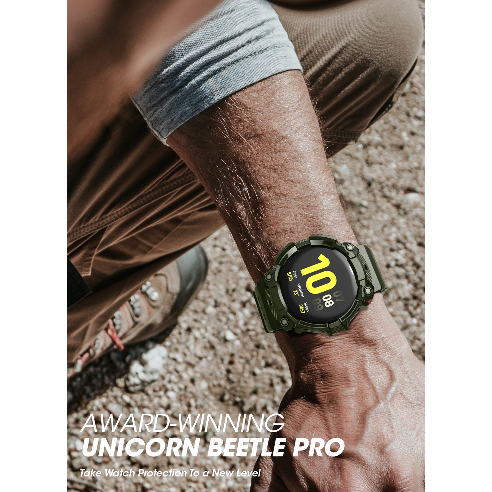 Samsung Galaxy Watch 4 44mm Case with Unicorn Beetle Pro Band - Dark Green Protective Cover for Running, Swimming & Outdoor Activities