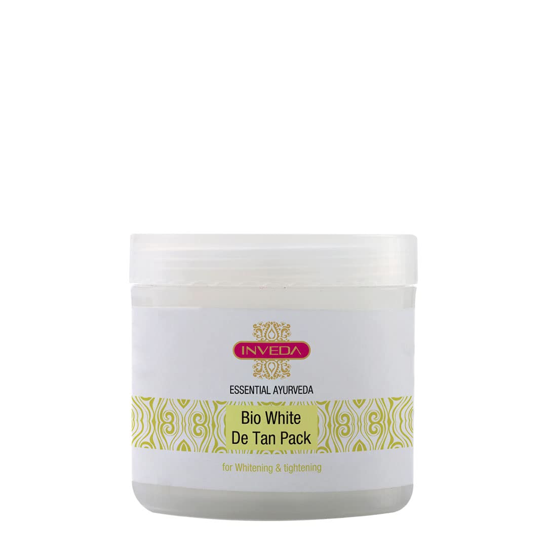 Inveda Bio White De Tan Face Pack with Peppermint Oil & Eucalyptus for Healthy Glowing Skin - 100ml | Brightening & Detoxifying Facial Mask for Dull & Tanned Skin | Perfect for Daily Skincare Routine & Spa Treatments