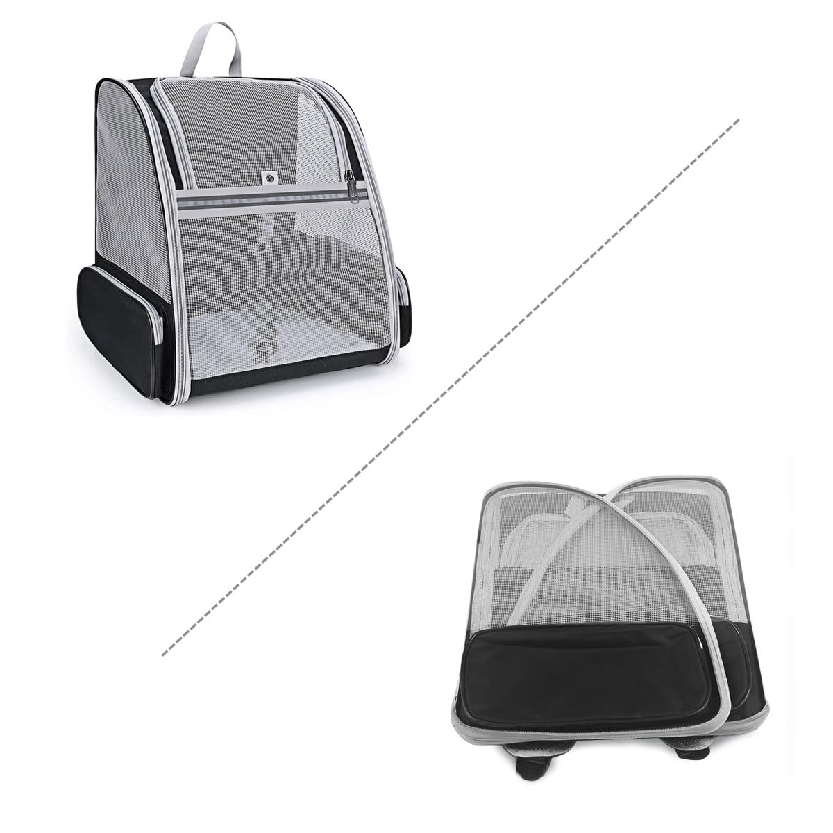 Ventilated Cat Carrier Backpack - Travel Pet Carrier for Dogs, Cats, Puppies, Birds & Bunnies | Lightweight & Breathable Design for Indoor & Outdoor Use (Black) | Perfect for Air Travel, Hiking, Vet Visits & Daily Commutes