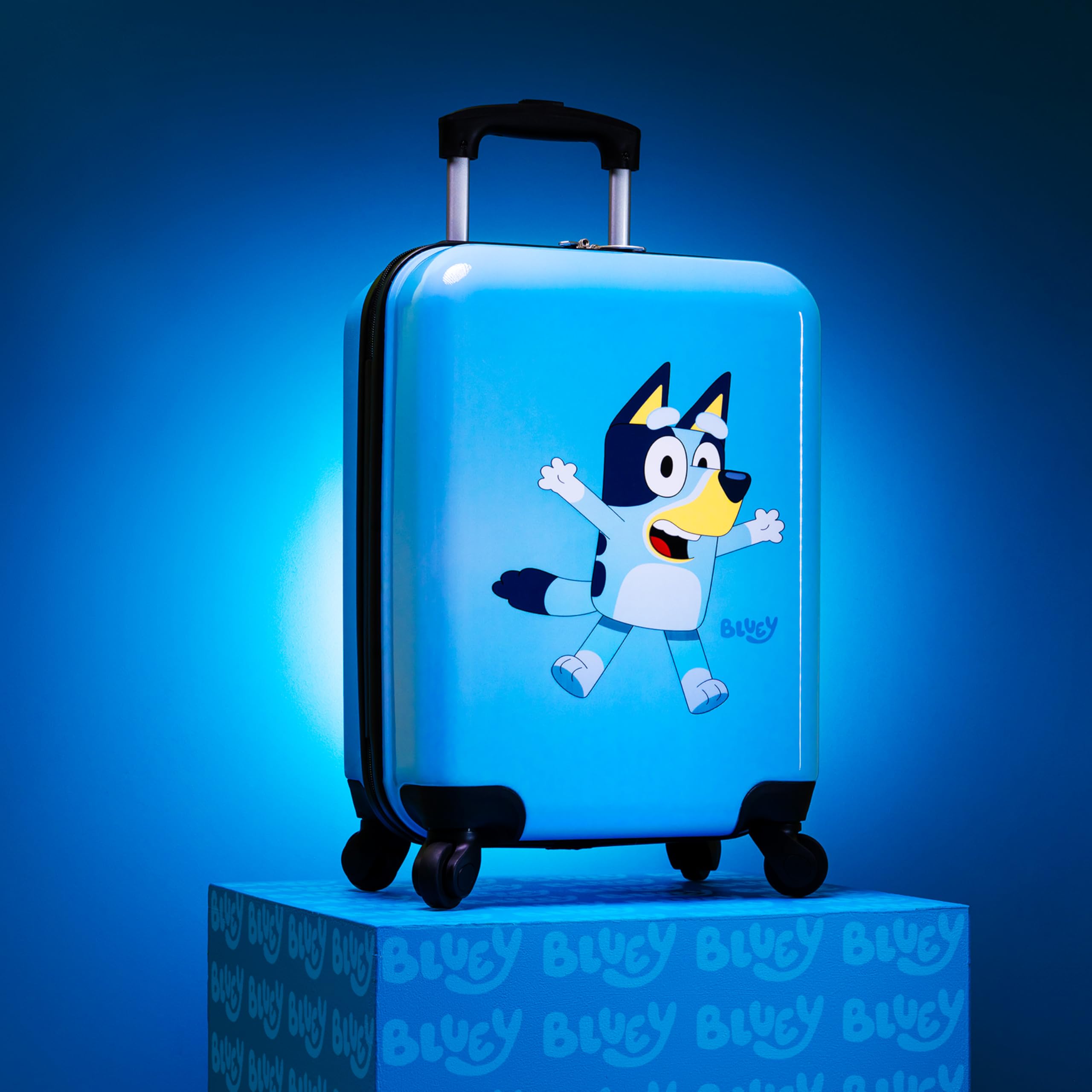 Bluey Kids Luggage with Wheels | Lightweight Carry-On Suitcase for Children | Perfect for Air Travel, Road Trips & Sleepovers | Durable Spinner Travel Bag for Boys & Girls