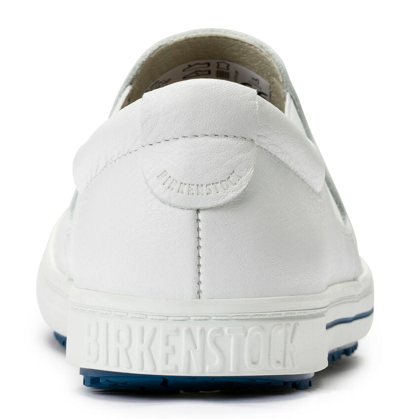 Birkenstock QO 400 White Leather Safety Shoes for Men & Women - Slip Resistant Work Shoes for Construction, Healthcare & Industrial Safety