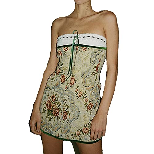 Strapless Y2K Mini Dress for Women - Vintage Bodycon Tube Dress, Summer Party & Fairy Going Out Short Dress | Perfect for Clubbing, Date Nights & Festivals