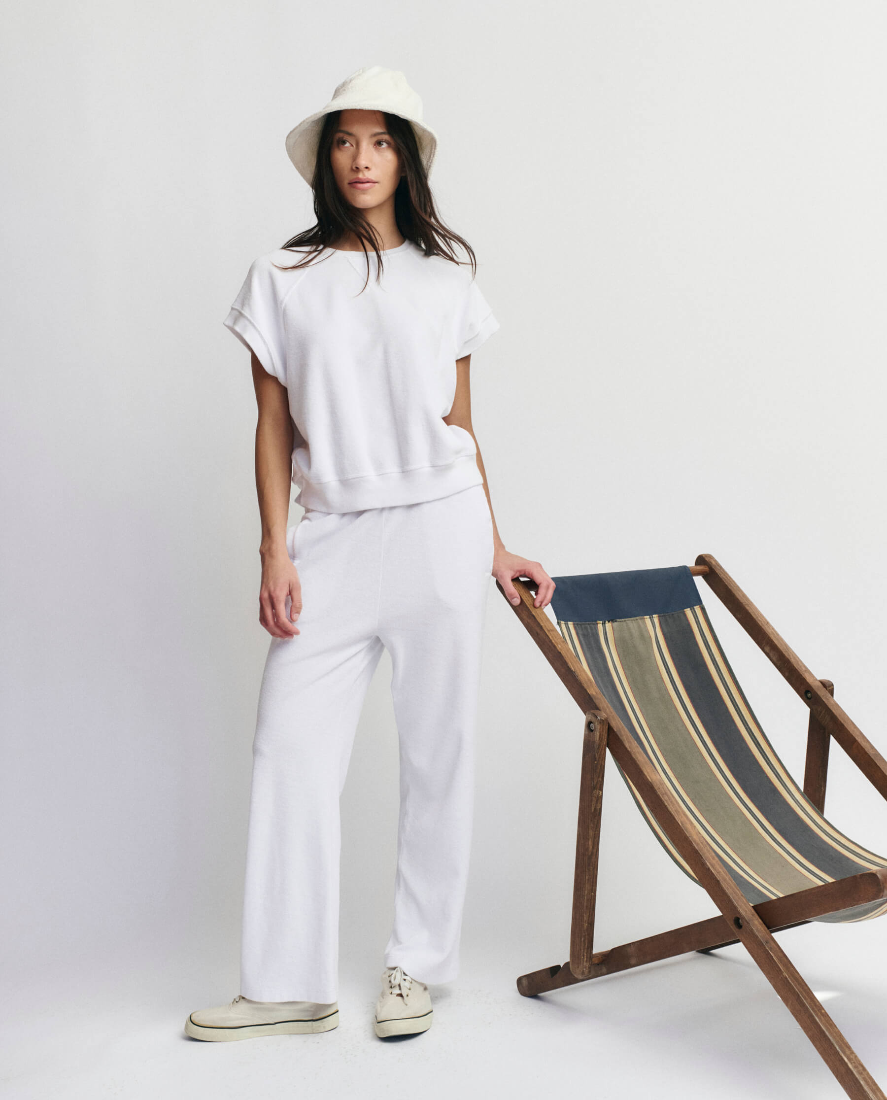 Micro Terry Victory Sweatpants for Women - Soft Comfortable Lounge Pants in True White - Perfect for Yoga, Home Relaxation & Casual Wear