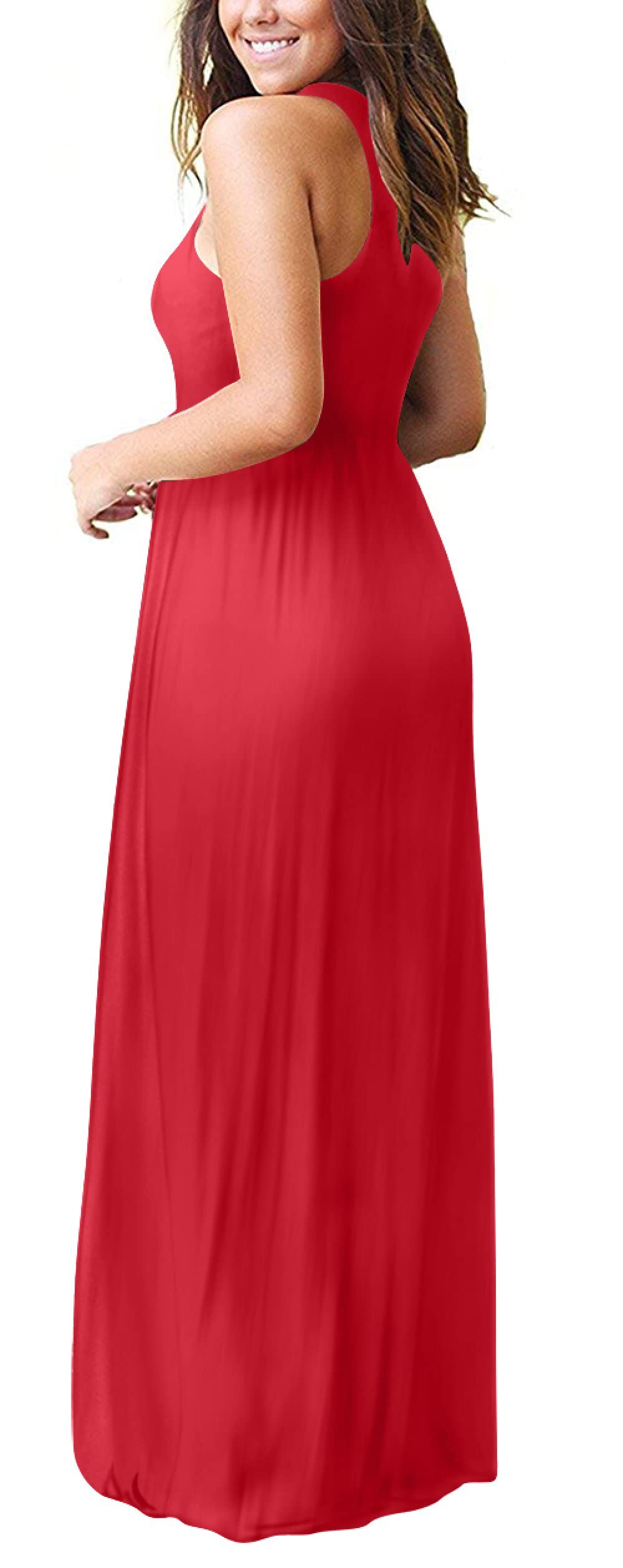 **PCEAIIH Women's Floral Summer Dress - Casual Beach Tank with Pockets, Pleated Front Long Dress for Vacation, Travel & Outdoor Activities**