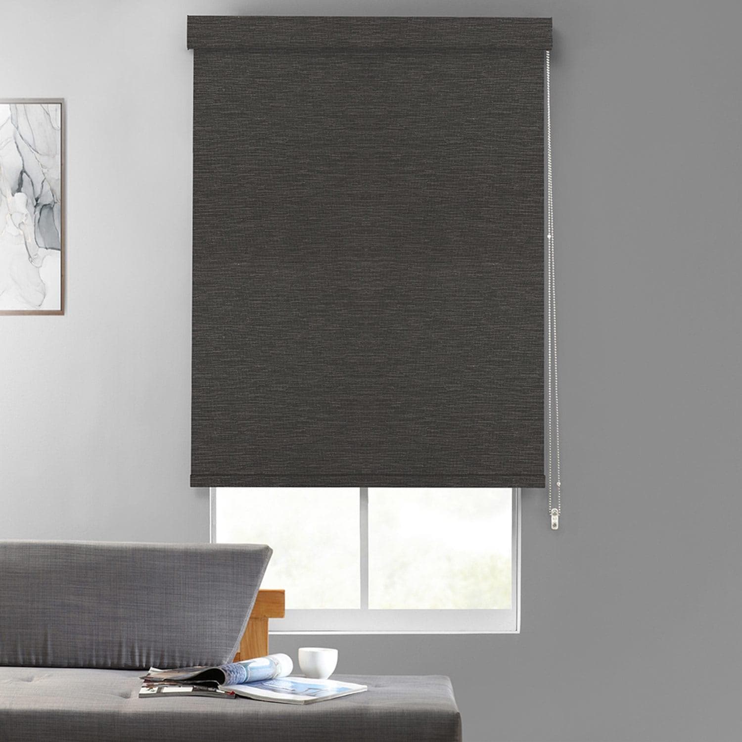 Blackout Roller Shades for Windows - Dobby Textured Fabric for Complete Darkness & Privacy - Perfect for Bedrooms, Home Theaters & Nurseries