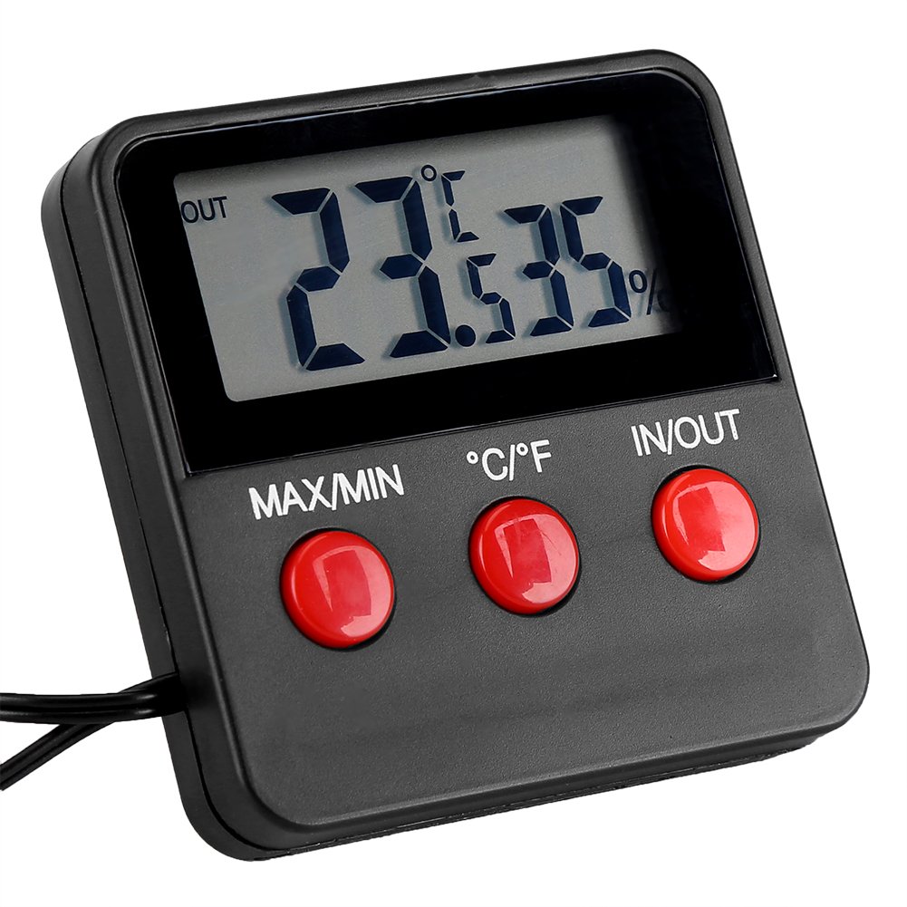 Digital Thermometer Hygrometer with LCD Display - Accurate Temperature and Humidity Monitor for Egg Incubators, Reptile Tanks, Pet Habitats, Greenhouses & Home Use