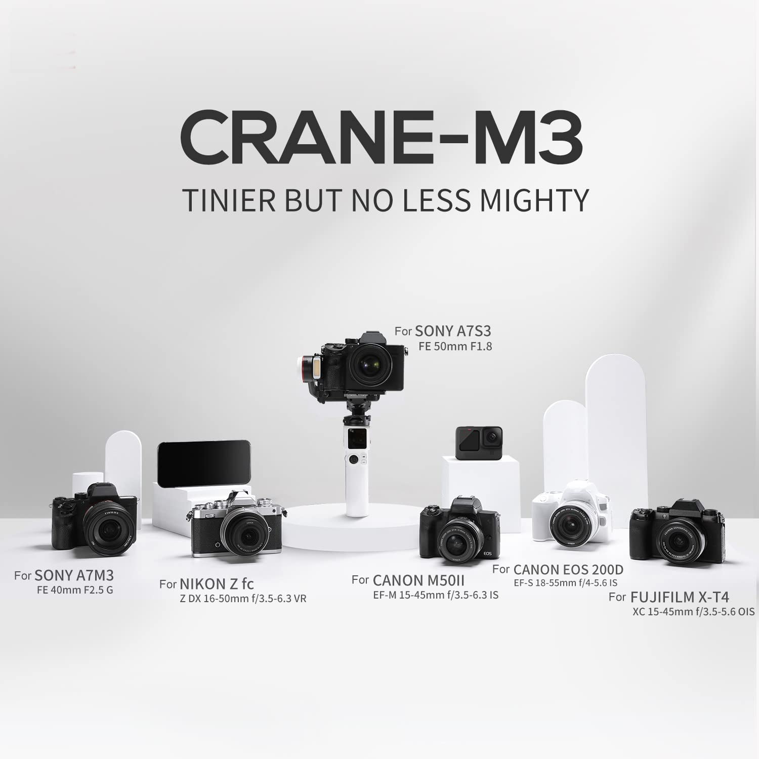 Zhiyun Crane M3 3-Axis Handheld Gimbal Stabilizer for Mirrorless Cameras - Compatible with Sony A6600, A6500, A6000, RX100 M7, GX85, GoPro Hero 10/9/8/7/6/5, iPhone 13/12/XS/Pro Max - Perfect for Vlogging, Travel Videos & Professional Filmmaking