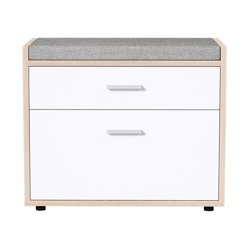 Artiss Shoe Cabinet Bench - Wooden Shoe Storage Organizer with Fabric Seat, Holds Up to 8 Pairs of Shoes - Perfect for Entryway, Mudroom, and Bedroom Organization