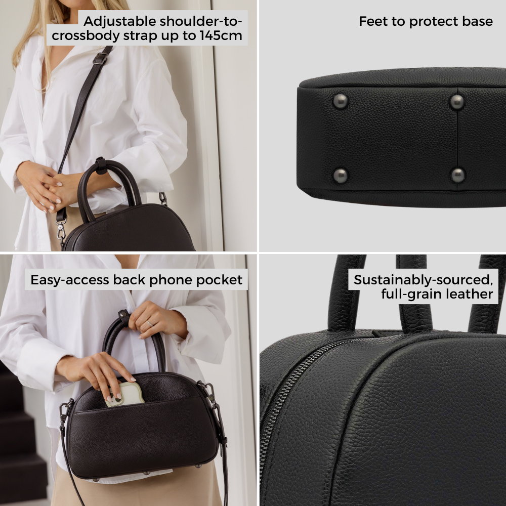 Stylish Bowler Leather Crossbody Bag with Snake Print - Perfect for Work, Travel & Everyday Use