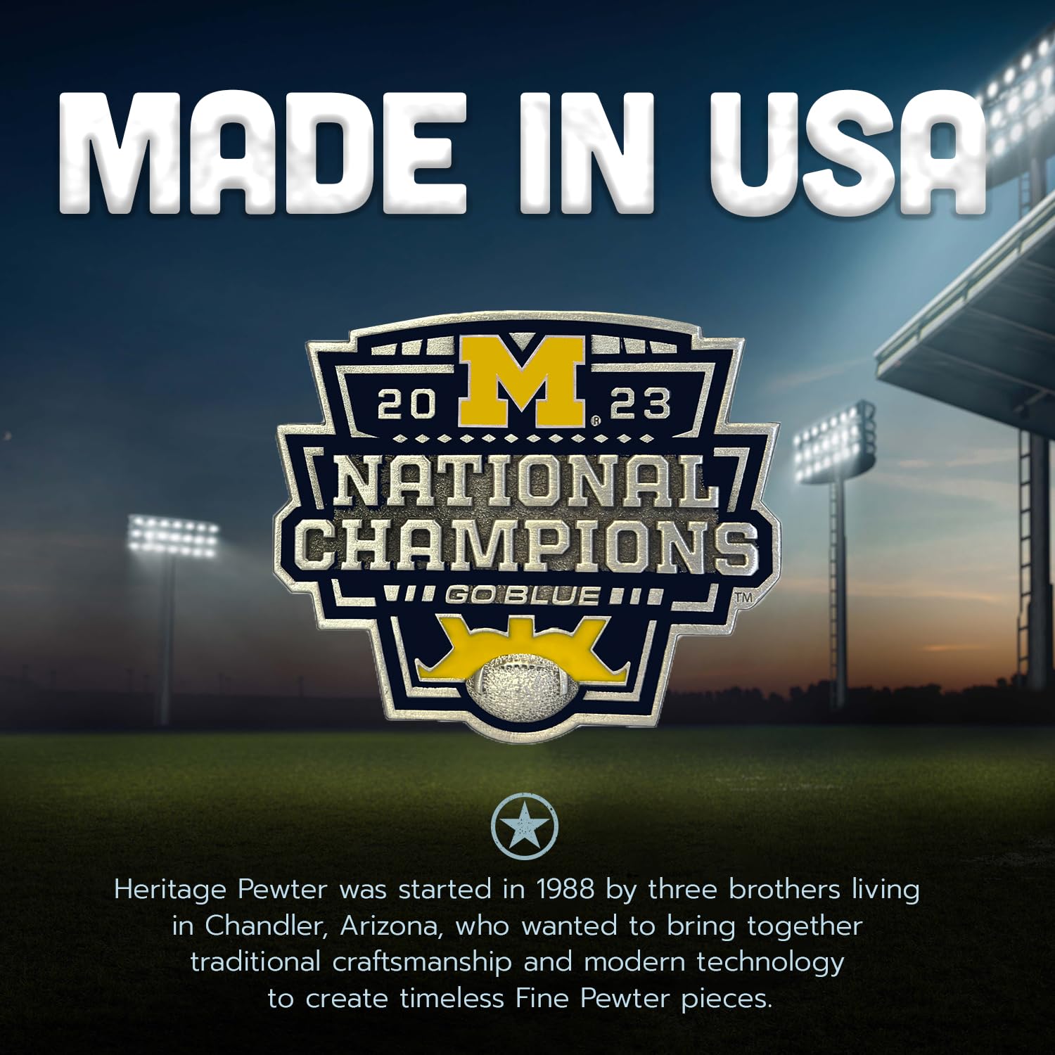 Michigan Wolverines 2023 CFP National Champions 15oz Coffee Mug - Premium Metal Pewter Alma Mater Inlay Design - Perfect for Coffee, Tea & Hot Beverages - Great Gift for Football Fans & Alumni - Ideal for Game Day, Office Use & Home Decor