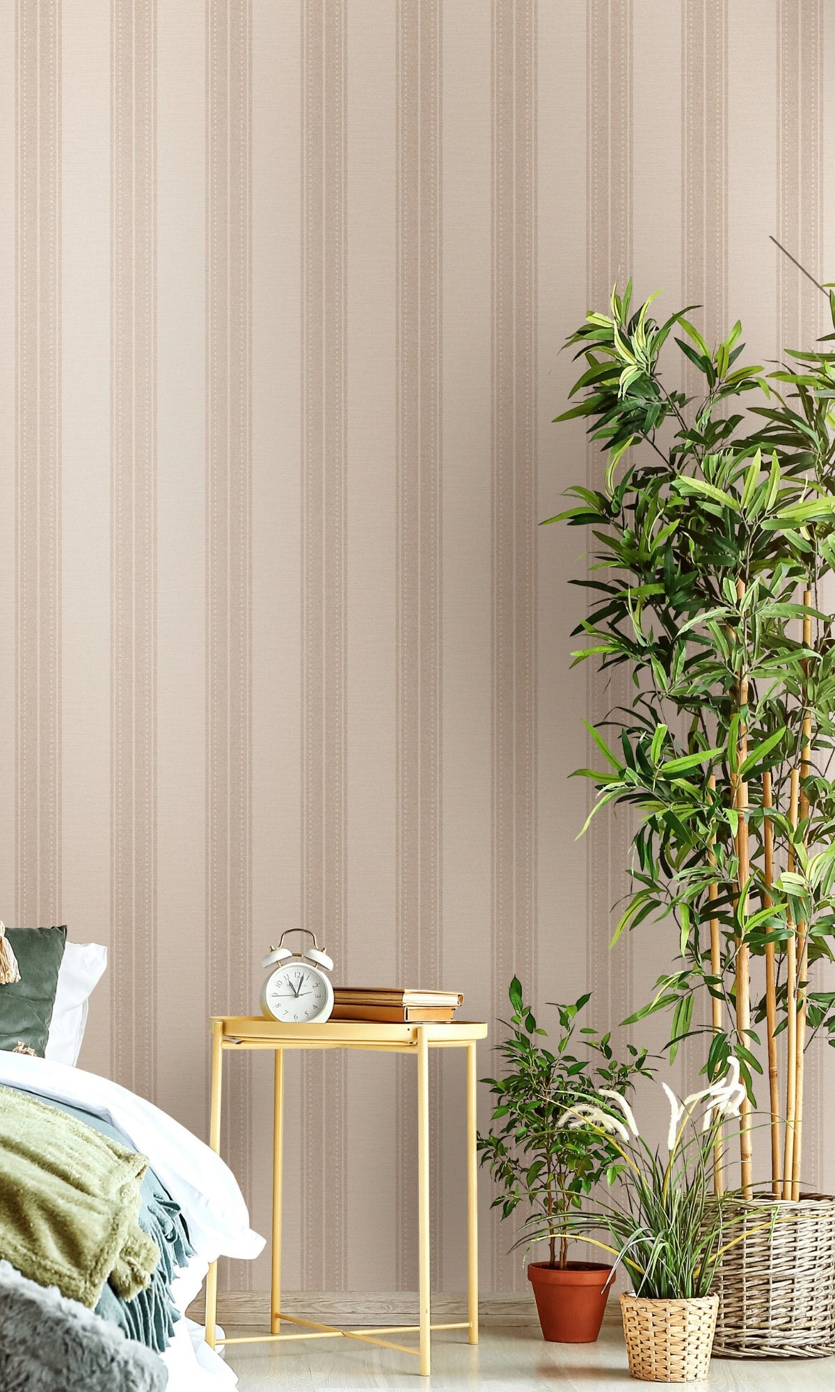 Coral Woven Fabric Inspired Stripes Wallpaper R8816 - Self-Adhesive Peel and Stick Wallpaper for Bedroom, Living Room, Kitchen Decor