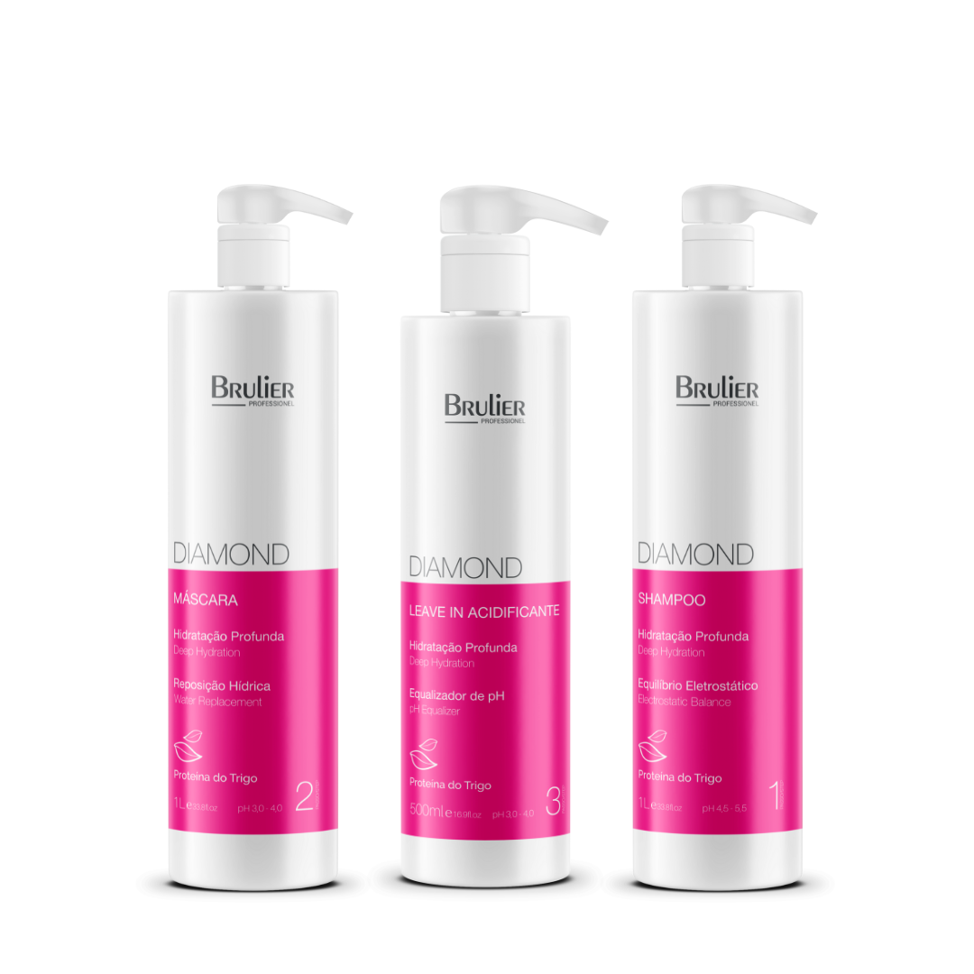 Diamond Professional Volume Reduction & Protection Treatment Kit - 3 x 1L for Hair Repair & Styling | Salon-Quality Frizz Control & Heat Protection for Damaged Hair