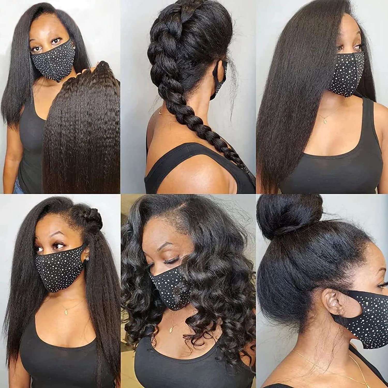 13x4 HD Lace Front Wigs Human Hair - Yaki Straight 16 Inch Lace Frontal Wigs for Black Women | Natural Kinky Straight Human Hair Wig for Daily Wear, Parties & Special Occasions