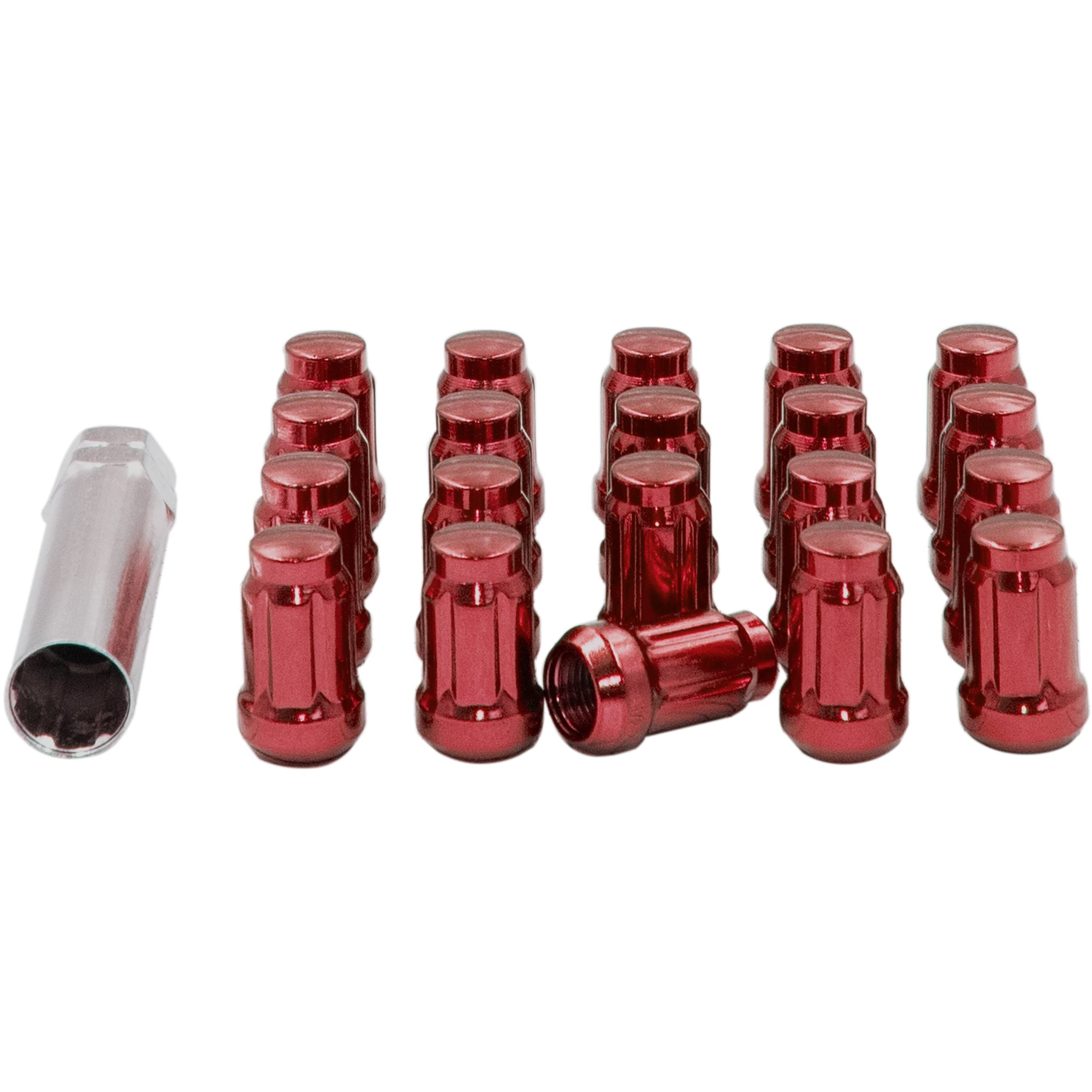 Red M12x1.25 Spline Lug Nuts Set of 20 - Fits Infiniti Nissan Toyota - for Car Wheels & Off-Road