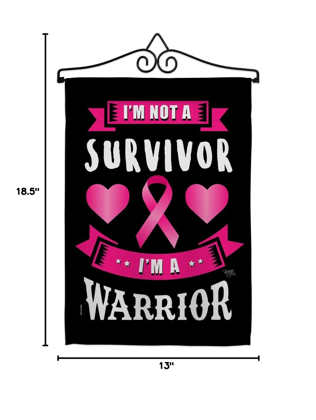 Pink Warrior Garden Flag Set - Double-Sided 13x18.5 Inch Inspirational Yard Banner for Cancer, Autism & Breast Cancer Awareness - Made in USA - Perfect for Home Decor, Front Yard Display & Survivor Support Gifts