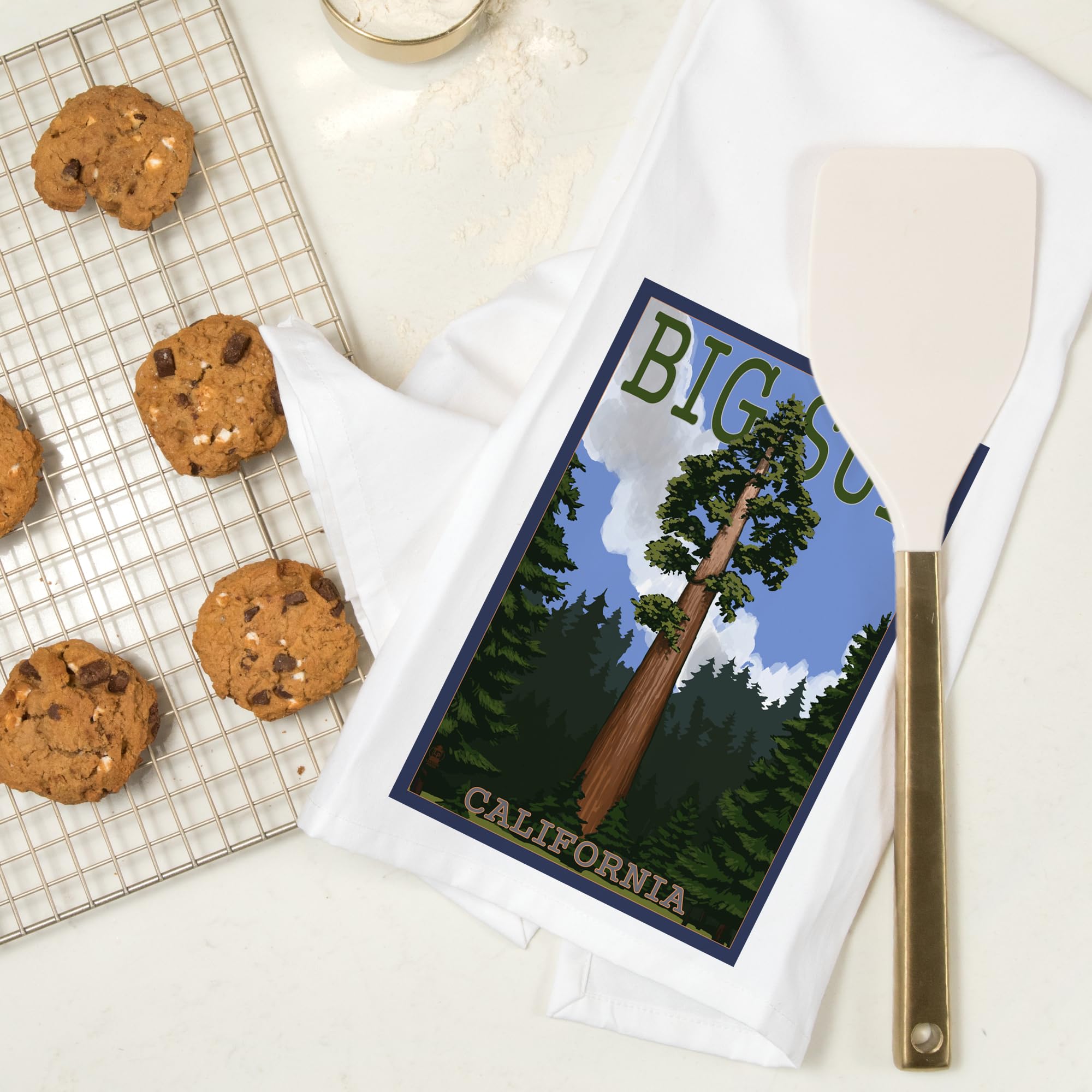 Lantern Press Big Sur California Redwood Tree 100% Cotton Tea Towel - Decorative Hand Towel for Kitchen, Home Decor & Gift - Perfect for Drying Dishes, Wall Art & Cozy Cabin Decor