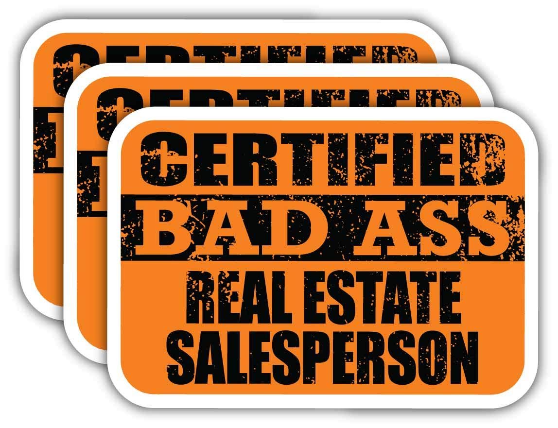 Certified Real Estate Stickers - Funny Job Gift for Agents - Durable 3M Vinyl Decals for Laptops & Cars