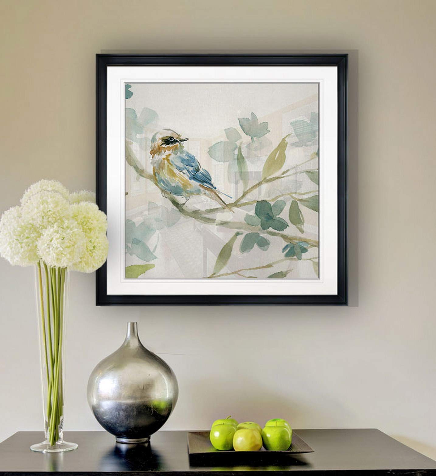 Renditions Gallery Spring Melody I Framed Giclee Canvas Print - Contemporary Bird Art Painting, Scenic Wildlife Wall Decor for Living Room, Bedroom & Office