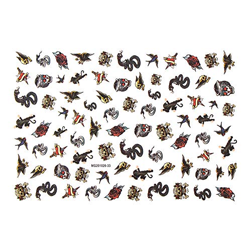 3D Black & White Snake Self-Adhesive Nail Stickers - DIY Nail Art Decals for Women | Perfect for Halloween, Cosplay, and Party Nail Designs