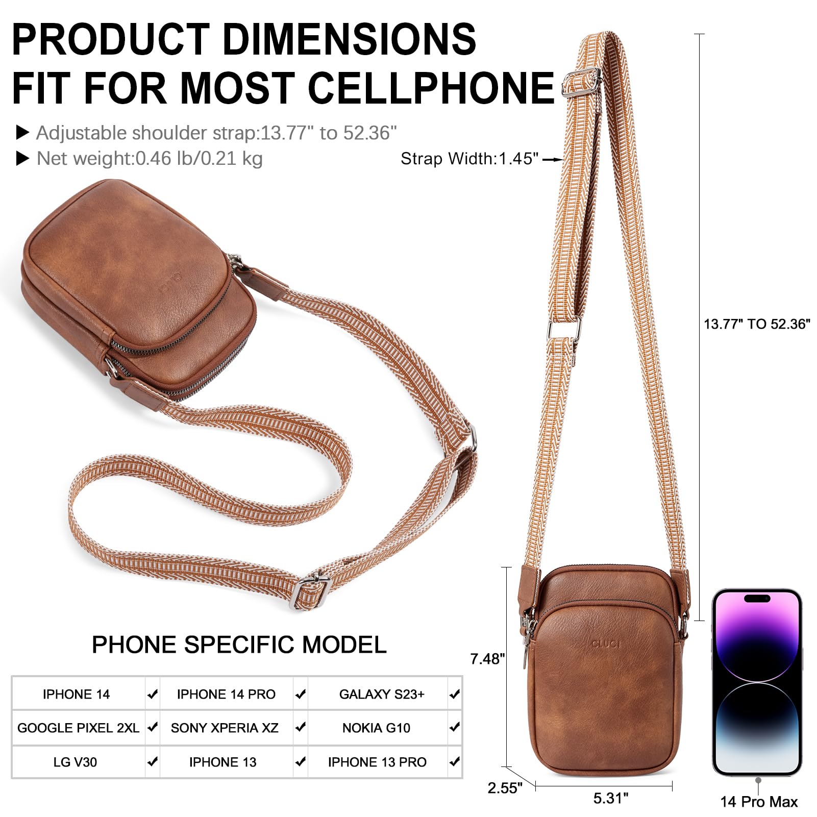 CLUCI Genuine Leather Small Crossbody Bag for Women - Stylish Shoulder Purse with Phone Pocket - Perfect for Everyday Use, Travel & Shopping