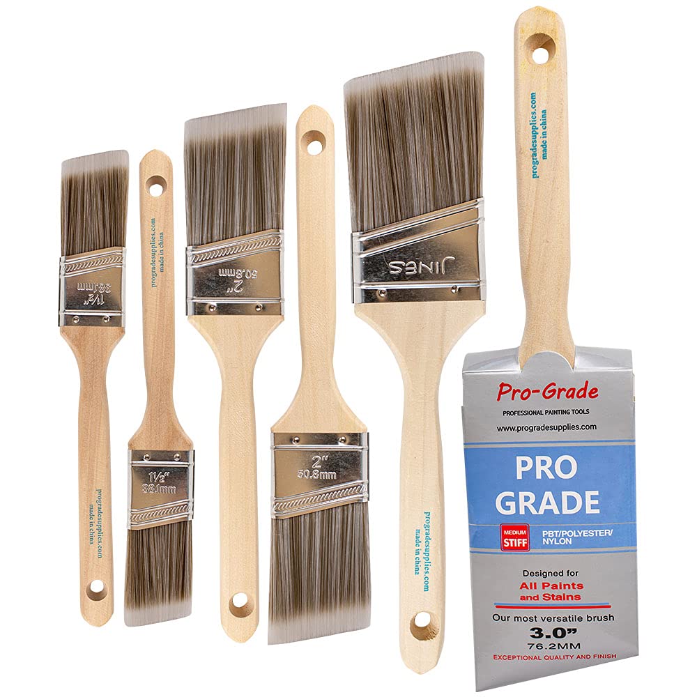 Premium 6-Pack Pro Grade Angled Paint Brushes Set - Professional Artist & DIY Home Painting Tools for Canvas, Walls, Furniture & Crafts