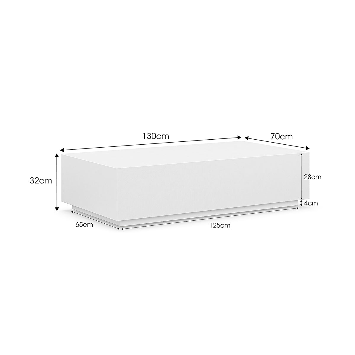 Modern Rectangular Concrete Coffee Table - Minimalist Industrial Style for Living Room, Lounge & Outdoor Patio
