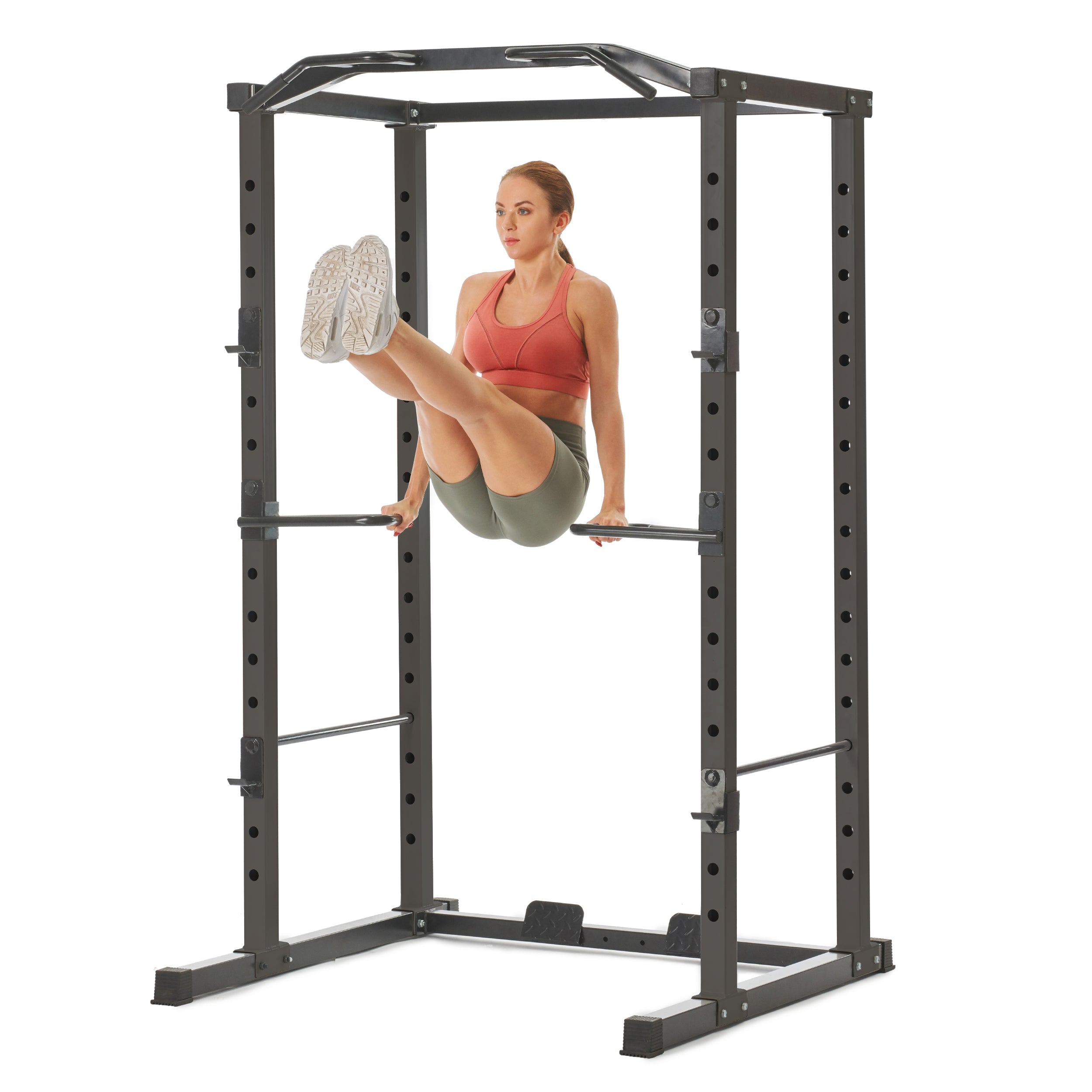 PRCTZ Adjustable Power Cage - 1000 lb Weight Capacity, Heavy Duty Squat Rack with Pull-Up Bar & Dip Station | Perfect for Home Gym, CrossFit Training & Strength Workouts